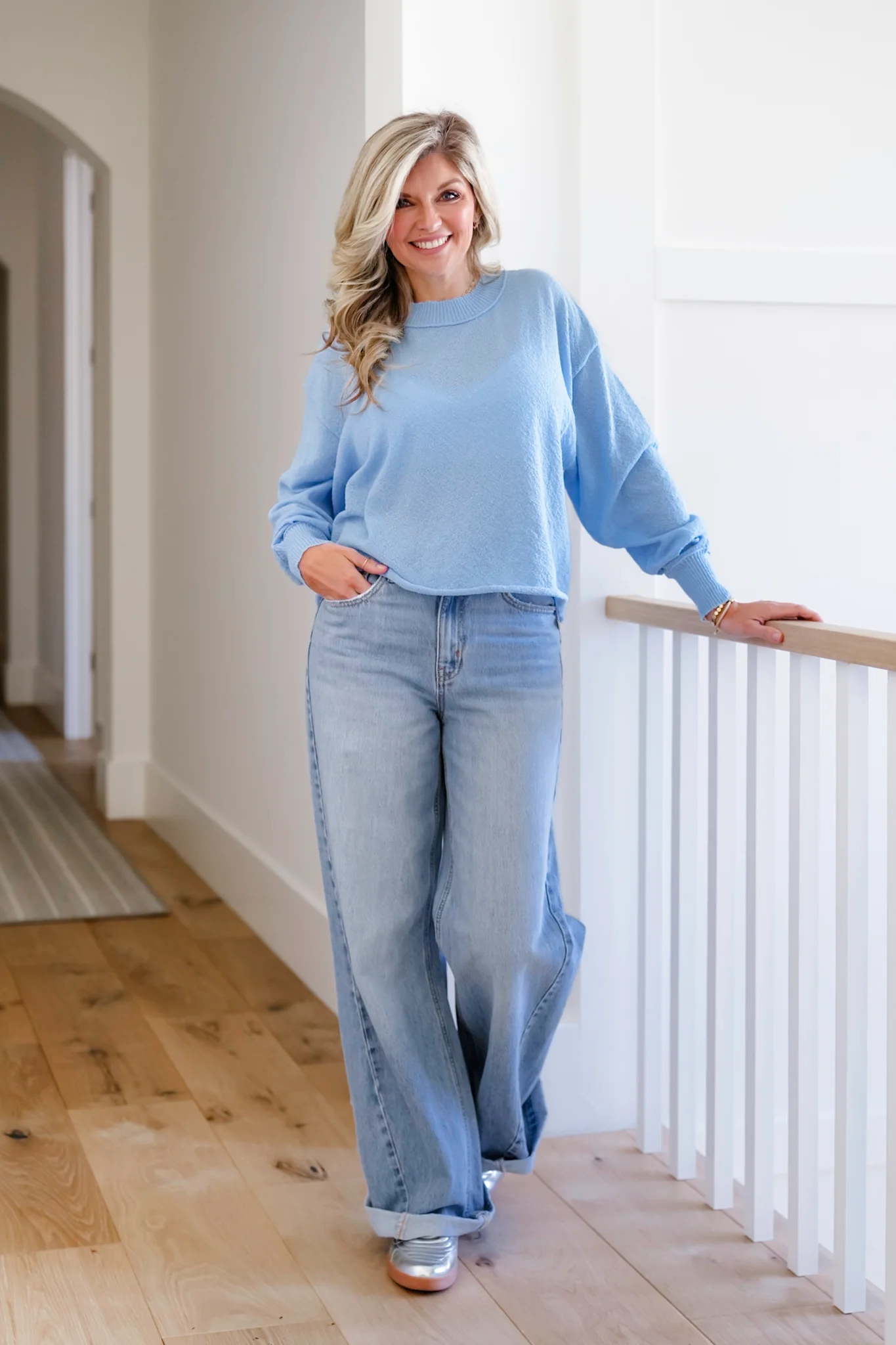 Long Sleeve Open Back Knit Sweater - Image 3