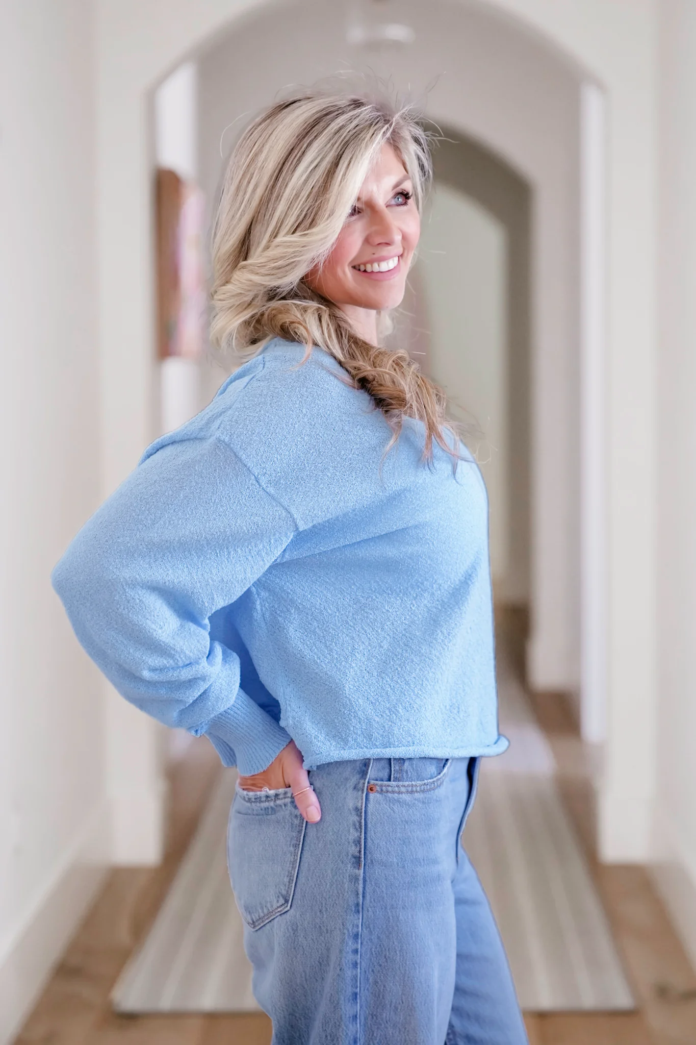 Long Sleeve Open Back Knit Sweater - Image 4
