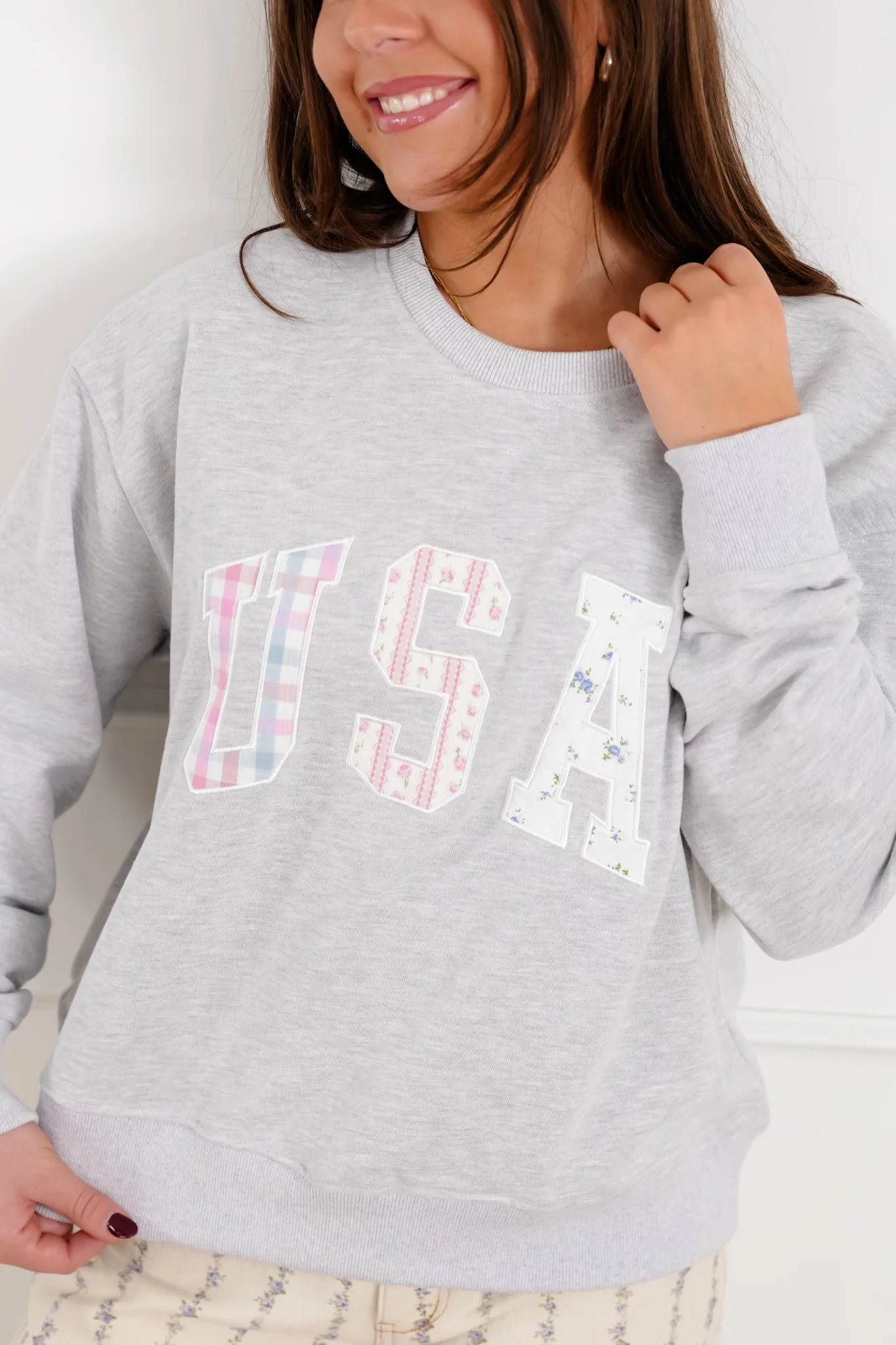 Long Sleeve Patchwork USA Pullover - Image 2