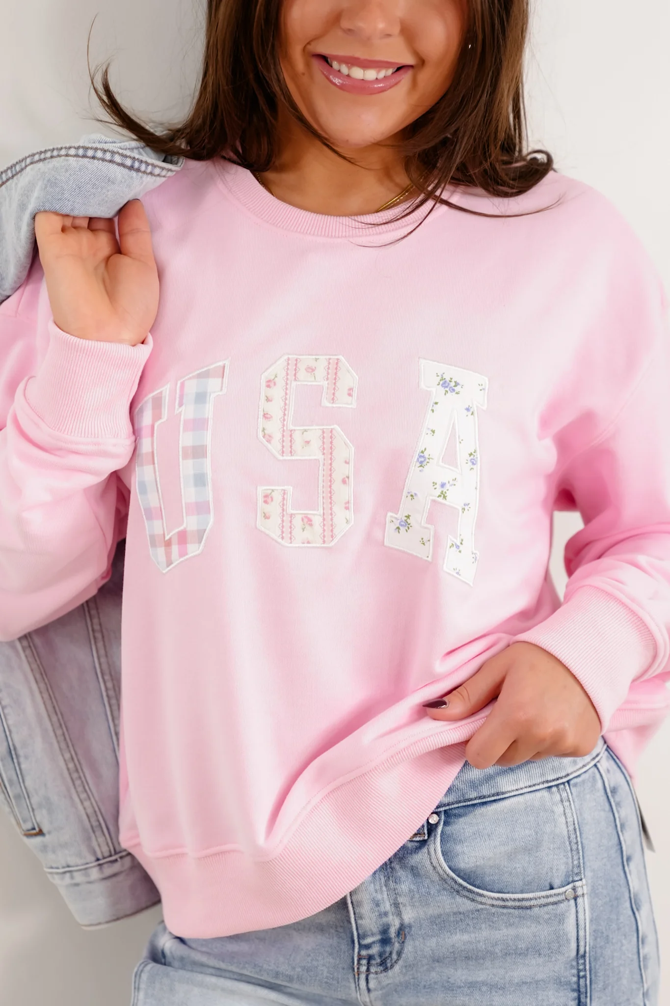 Long Sleeve Patchwork USA Pullover - Image 3
