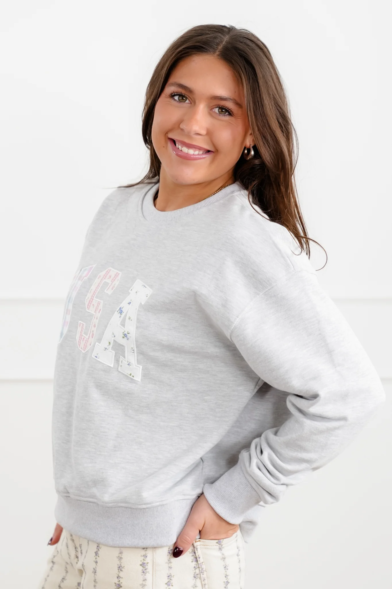 Long Sleeve Patchwork USA Pullover - Image 5