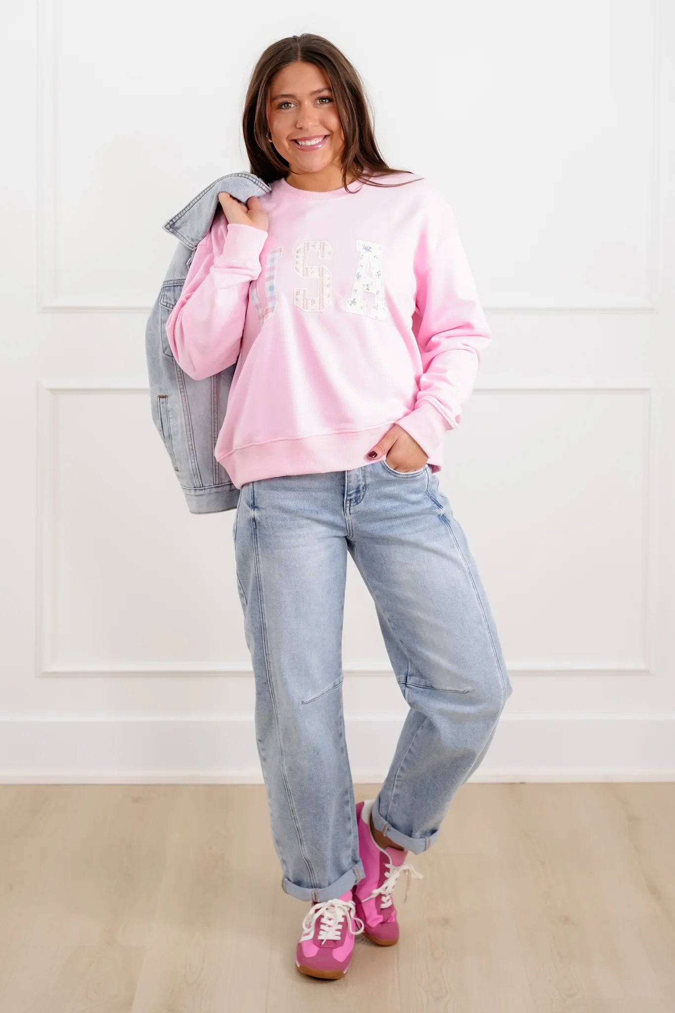Long Sleeve Patchwork USA Pullover - Image 6