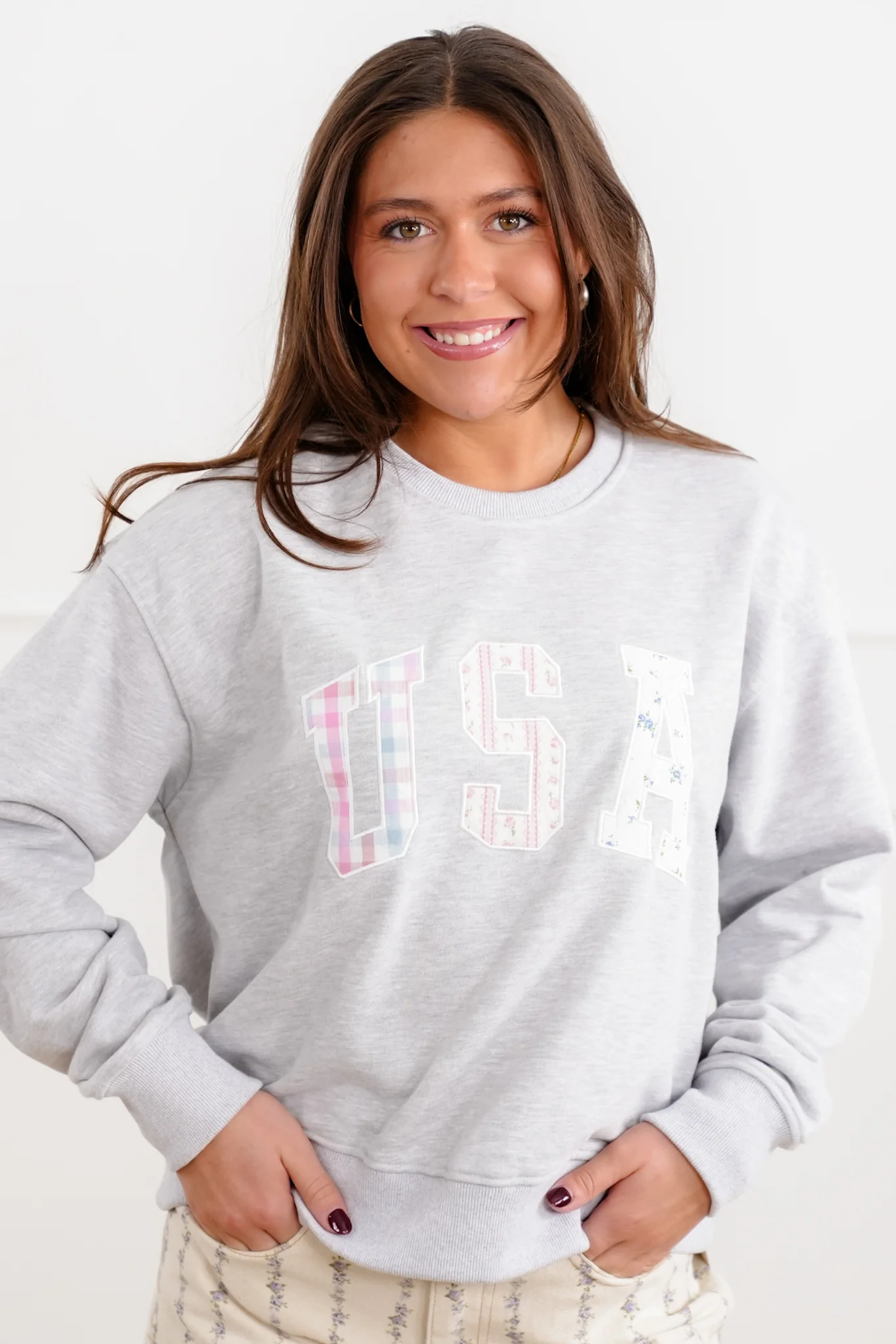 Long Sleeve Patchwork USA Pullover - Image 8