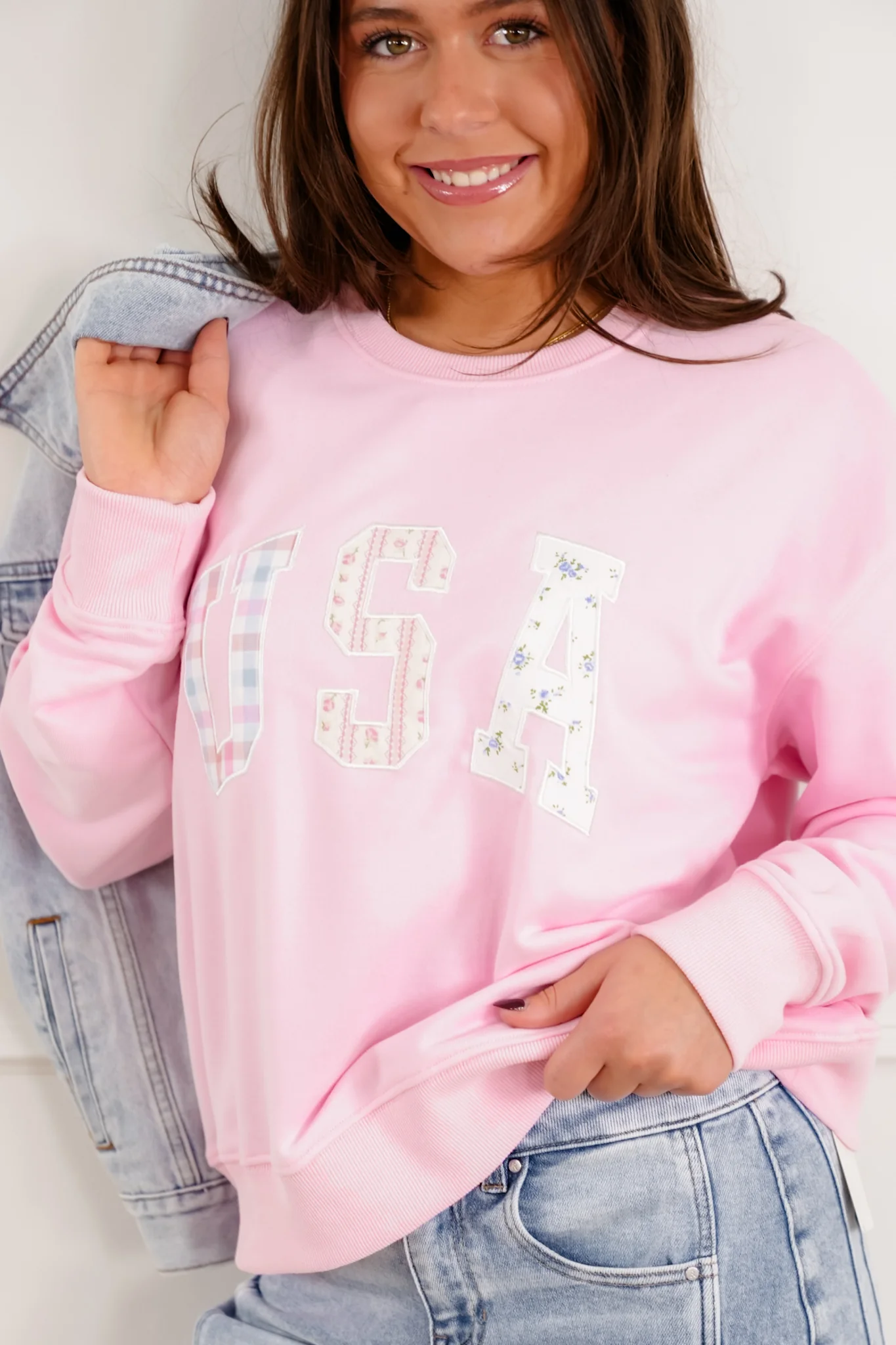 Long Sleeve Patchwork USA Pullover - Image 9