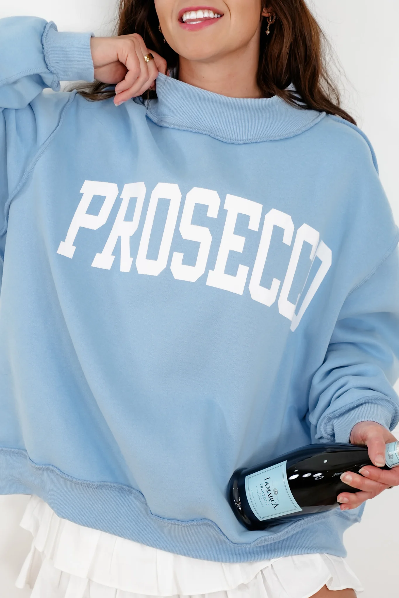 Long Sleeve Reversible "Prosecco/Hungover" Graphic Sweatshirt - Image 5