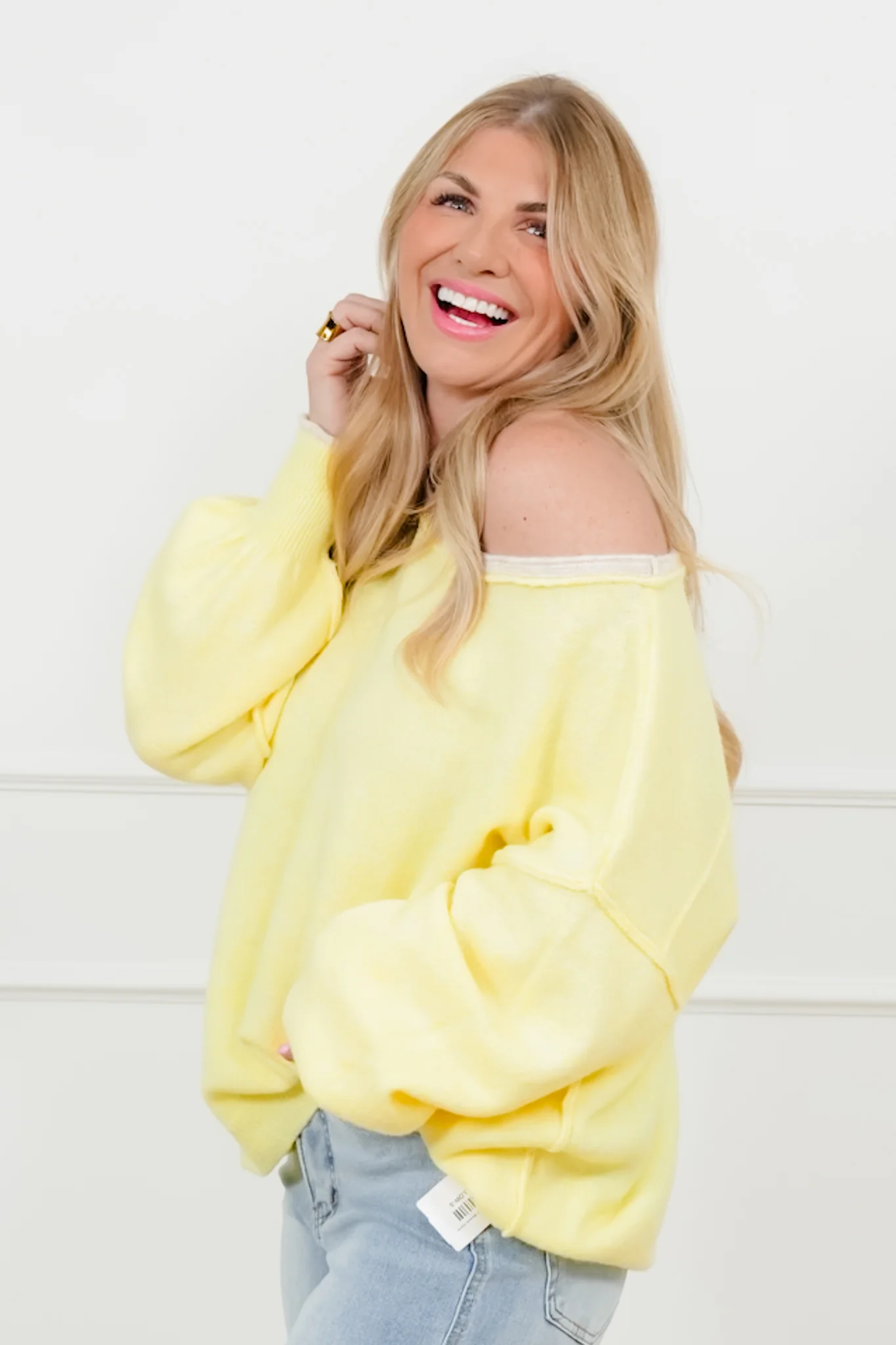 Long Sleeve Pullover Sweater with Reverse Seams - Image 2