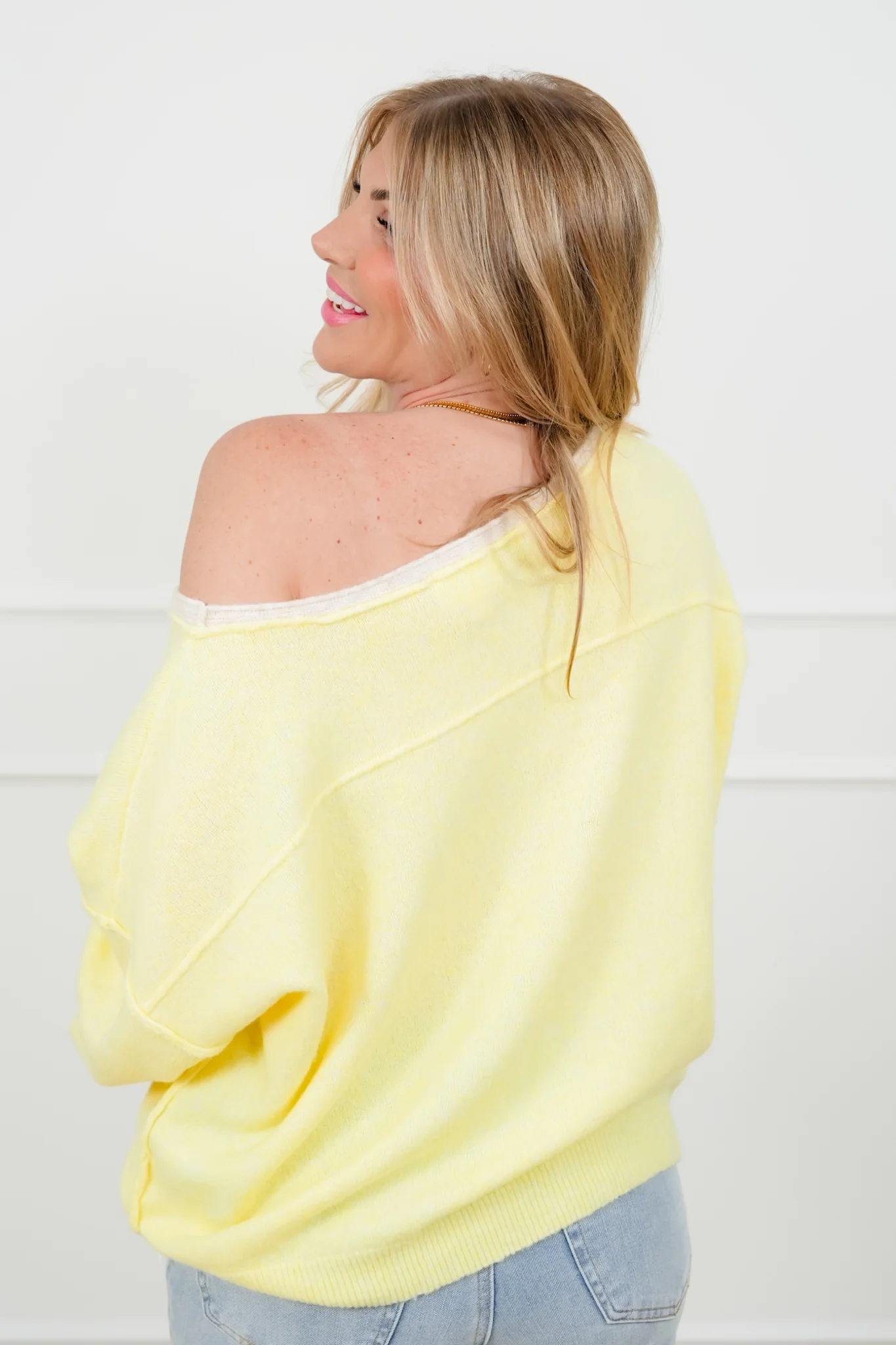 Long Sleeve Pullover Sweater with Reverse Seams - Image 6