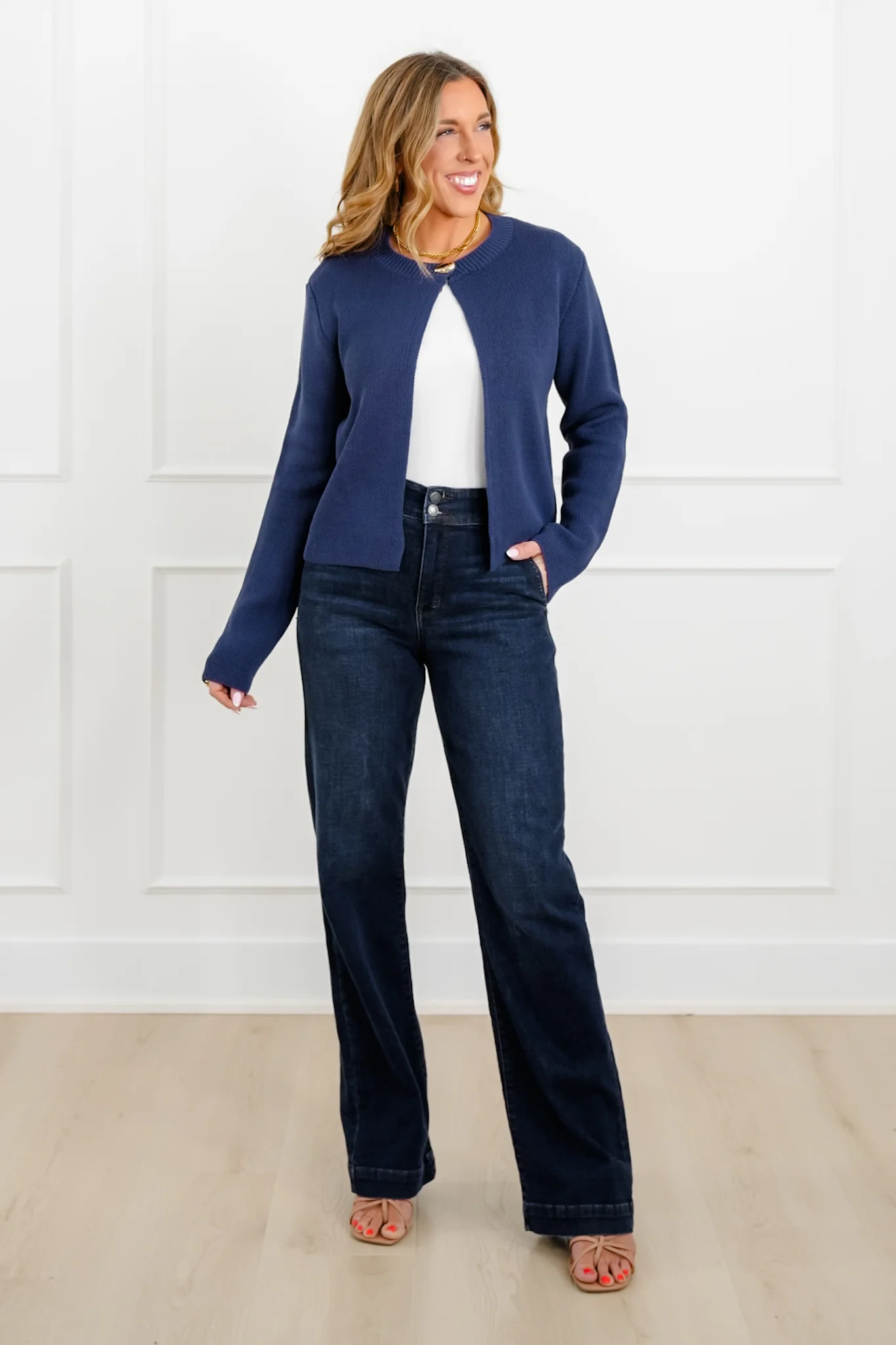Long Sleeve Single Button Cardigan Sweater - Image 6