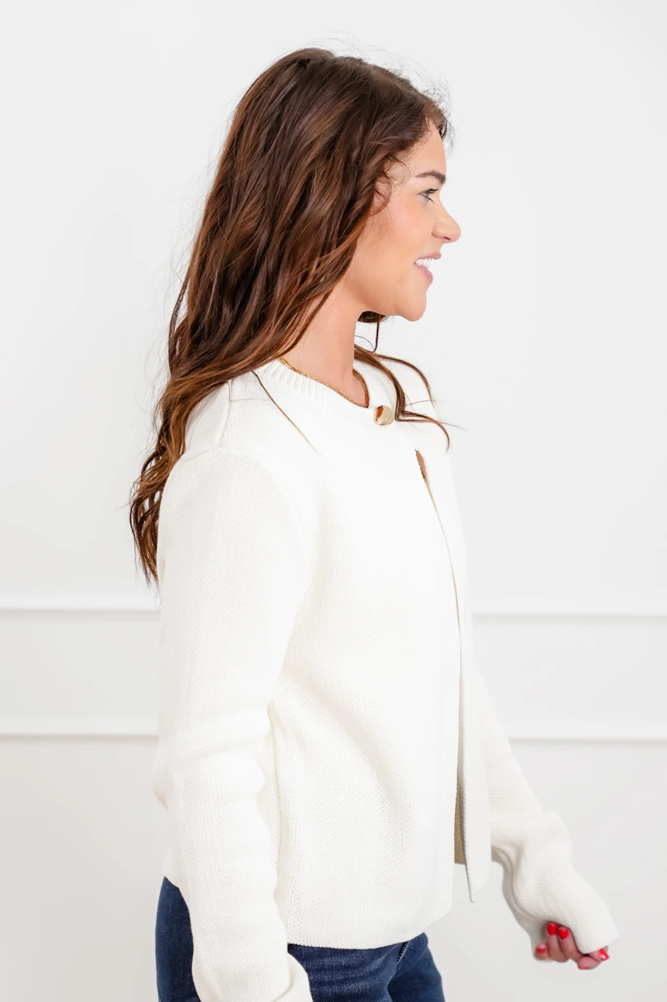 Long Sleeve Single Button Cardigan Sweater - Image 7