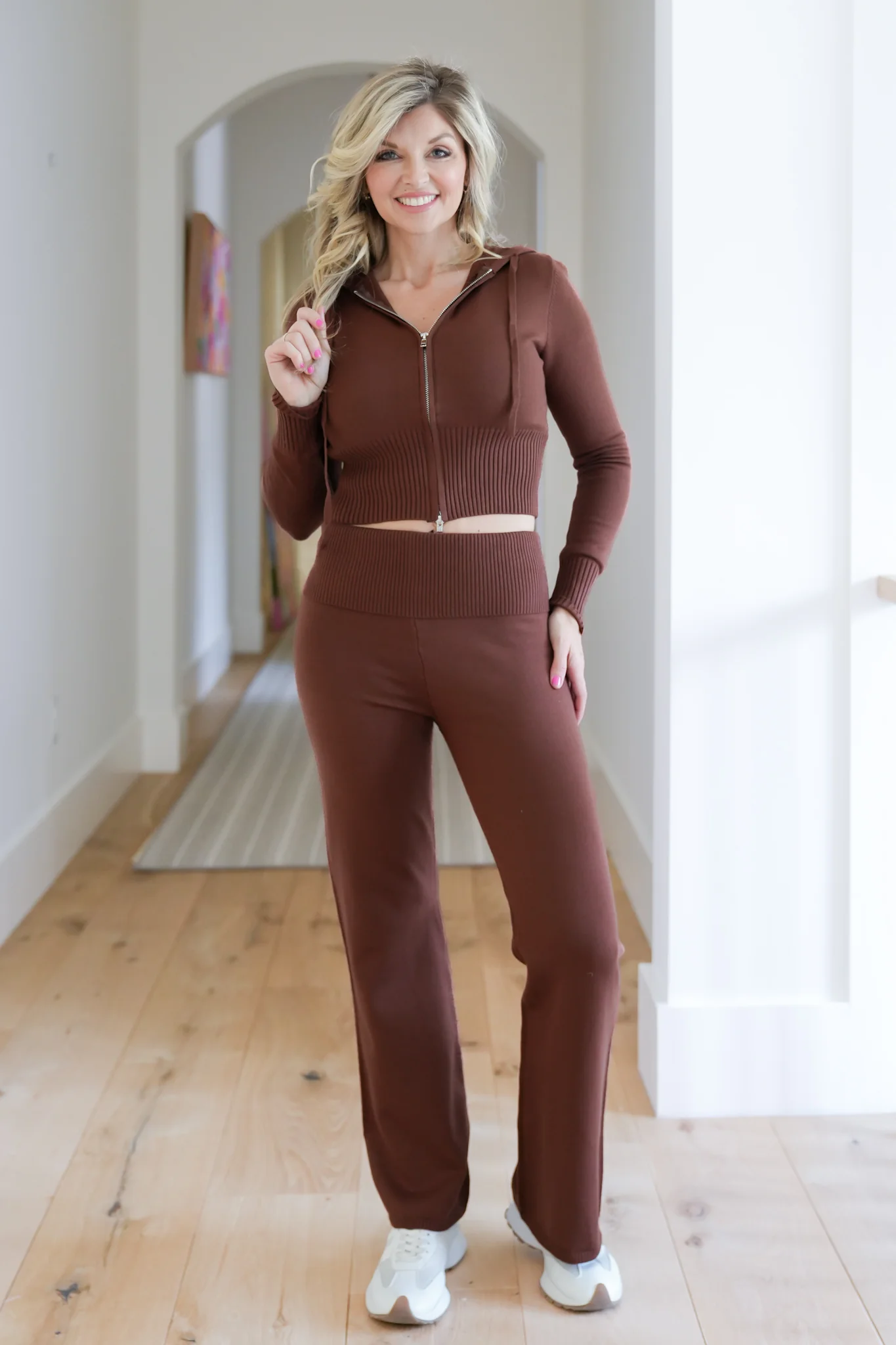 Long Sleeve Zip Up Hoodie and Pants Set - Image 5