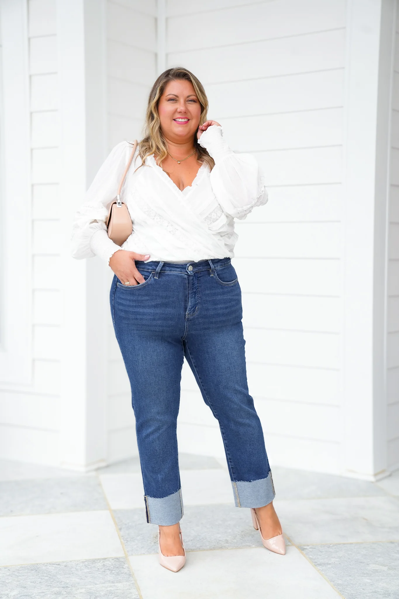 Lovervet High Rise Dark Wash Cuffed Slim Straight Leg Jeans - Image 11