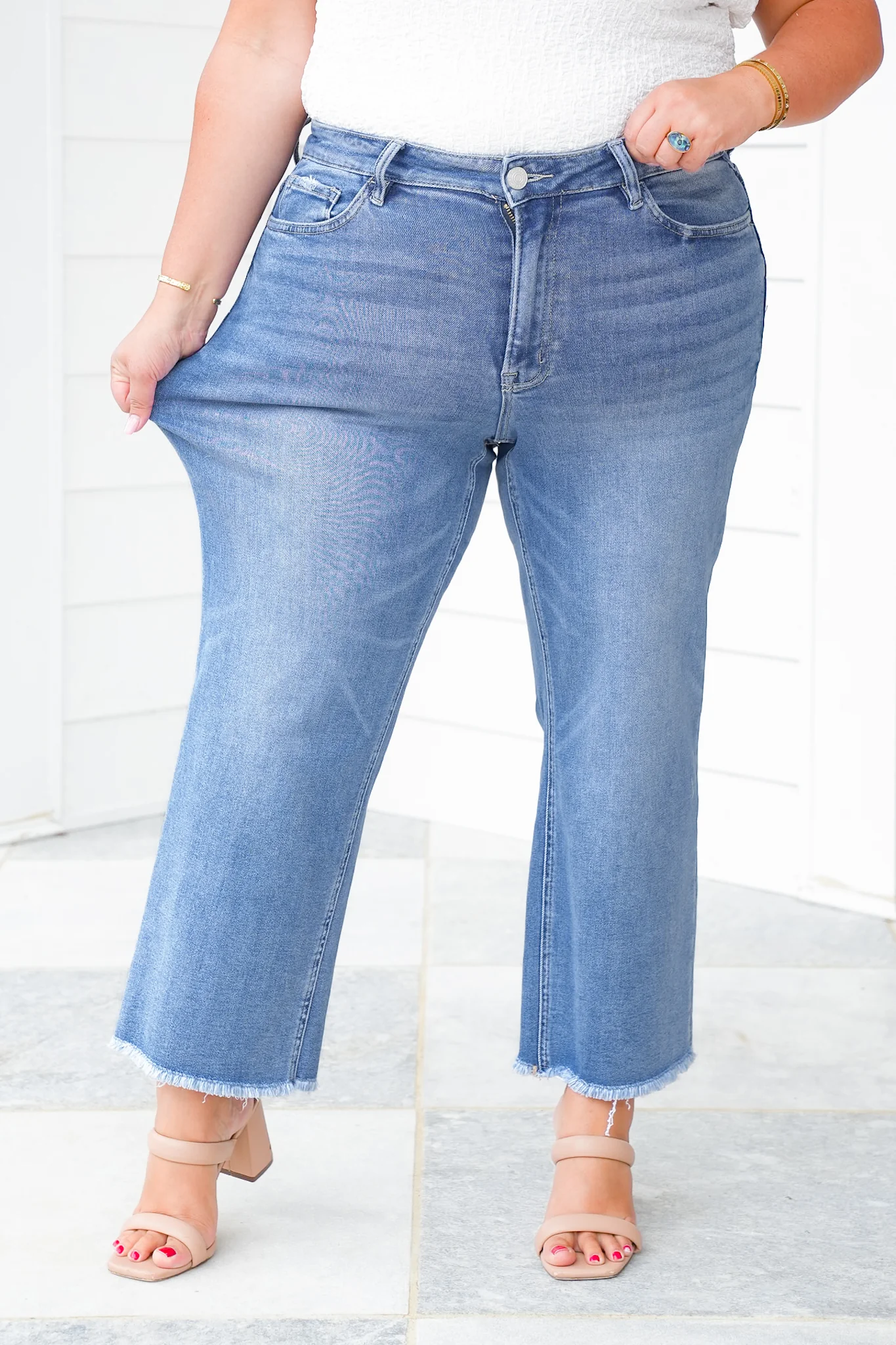 Lovervet High Rise Medium Wash Cropped Slim Wide Leg Jeans - Image 15