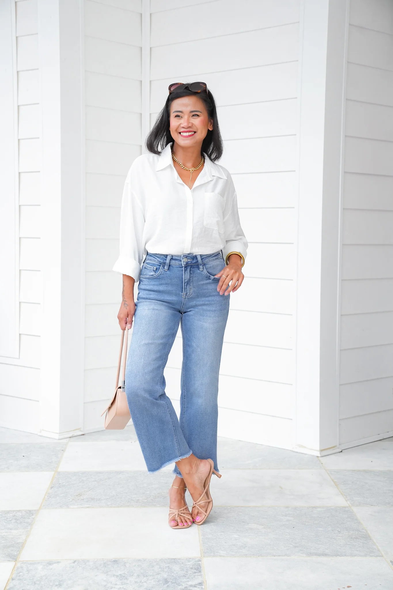 Lovervet High Rise Medium Wash Cropped Slim Wide Leg Jeans - Image 4
