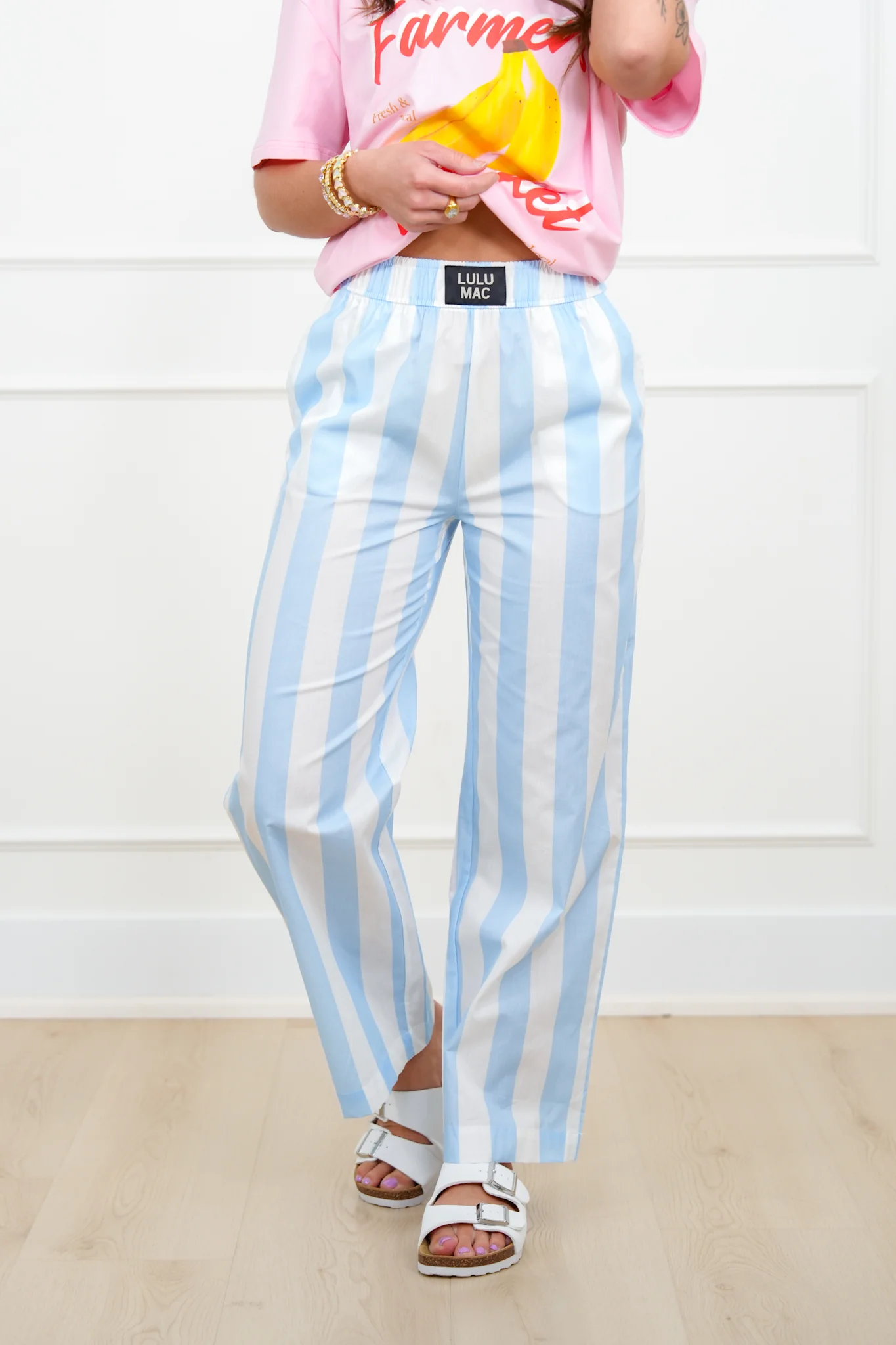 Lulu Mac Stripe Elastic Waist Pants with Side Pockets - Image 4