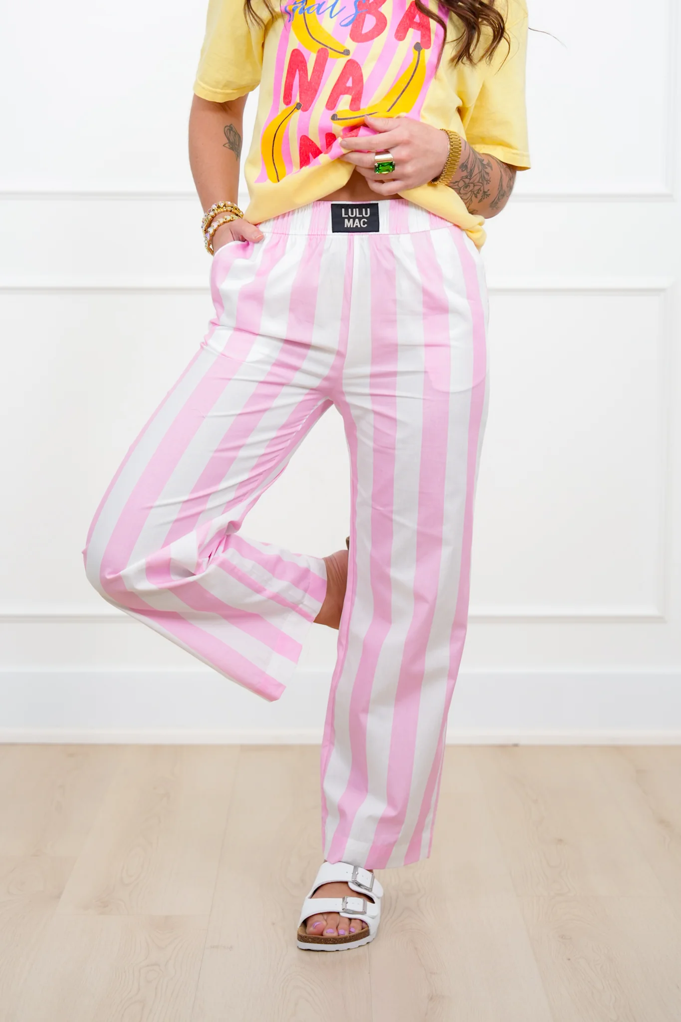 Lulu Mac Stripe Elastic Waist Pants with Side Pockets - Image 5