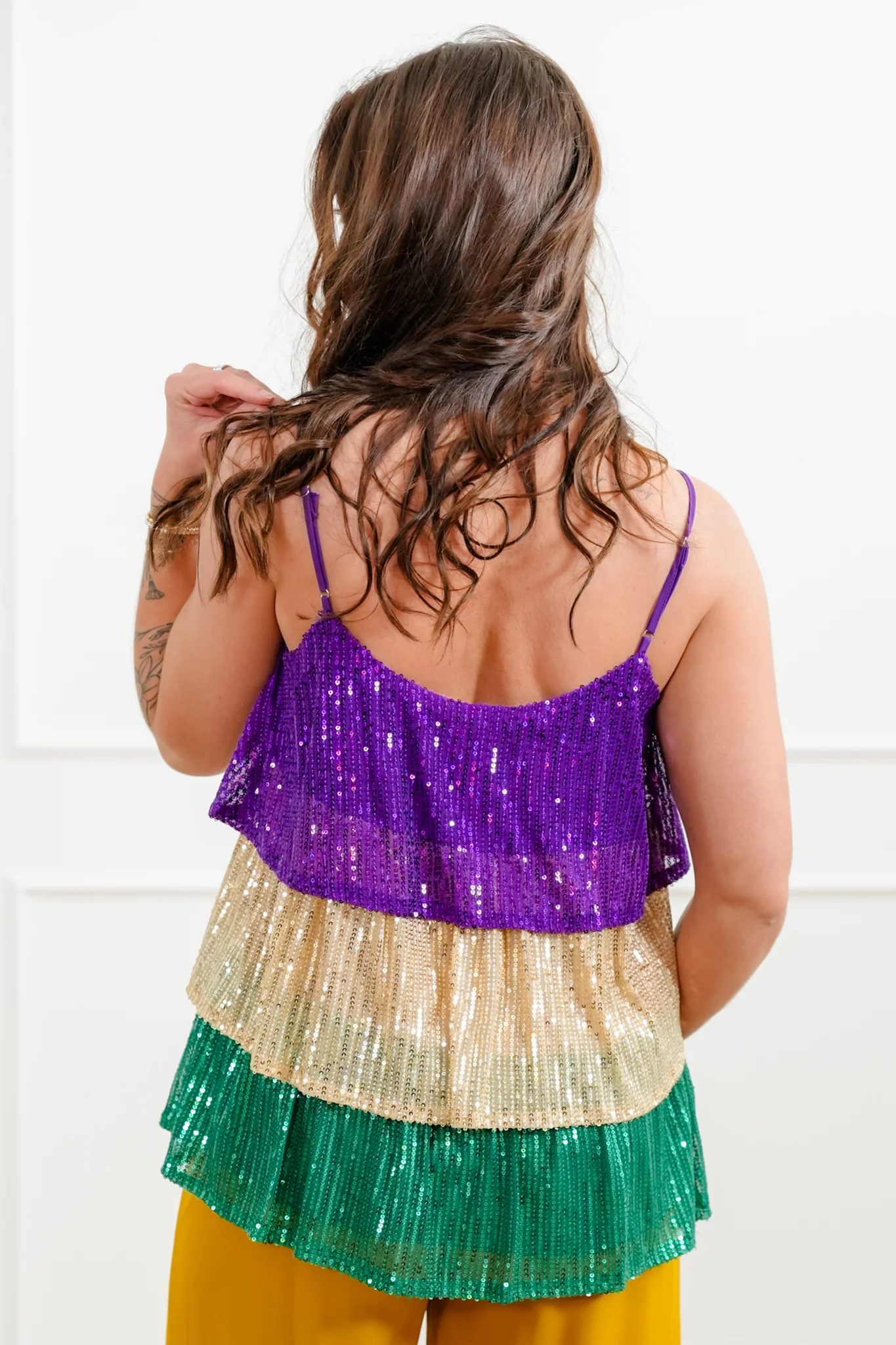 Mardi Gras Sleeveless Tiered Sequin Top - Image 4