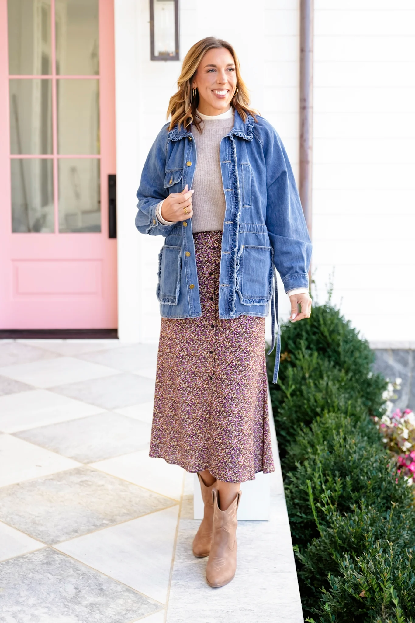 Medium Wash Long Sleeve Button Down Utility Jacket - Image 2