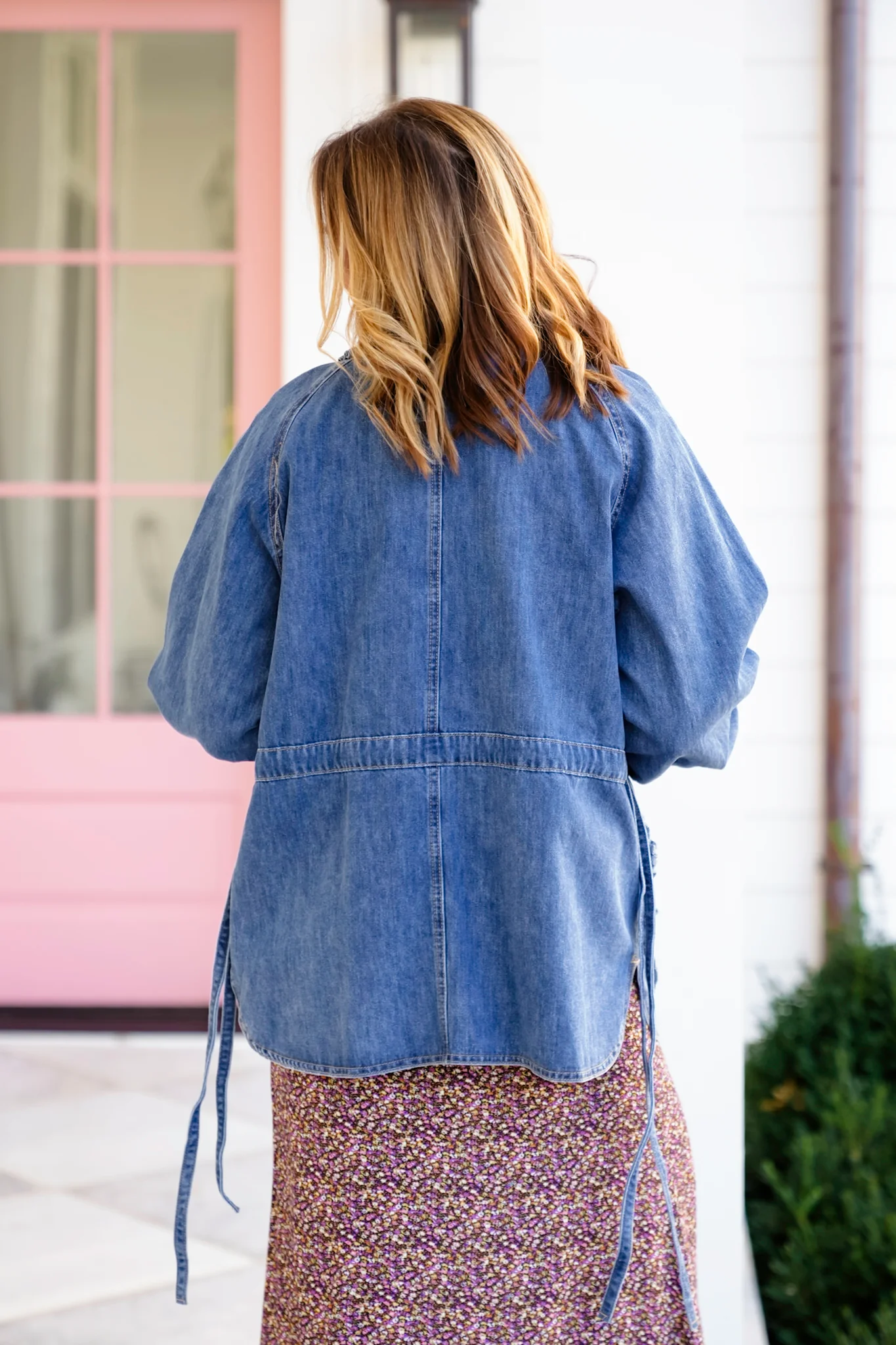Medium Wash Long Sleeve Button Down Utility Jacket - Image 6