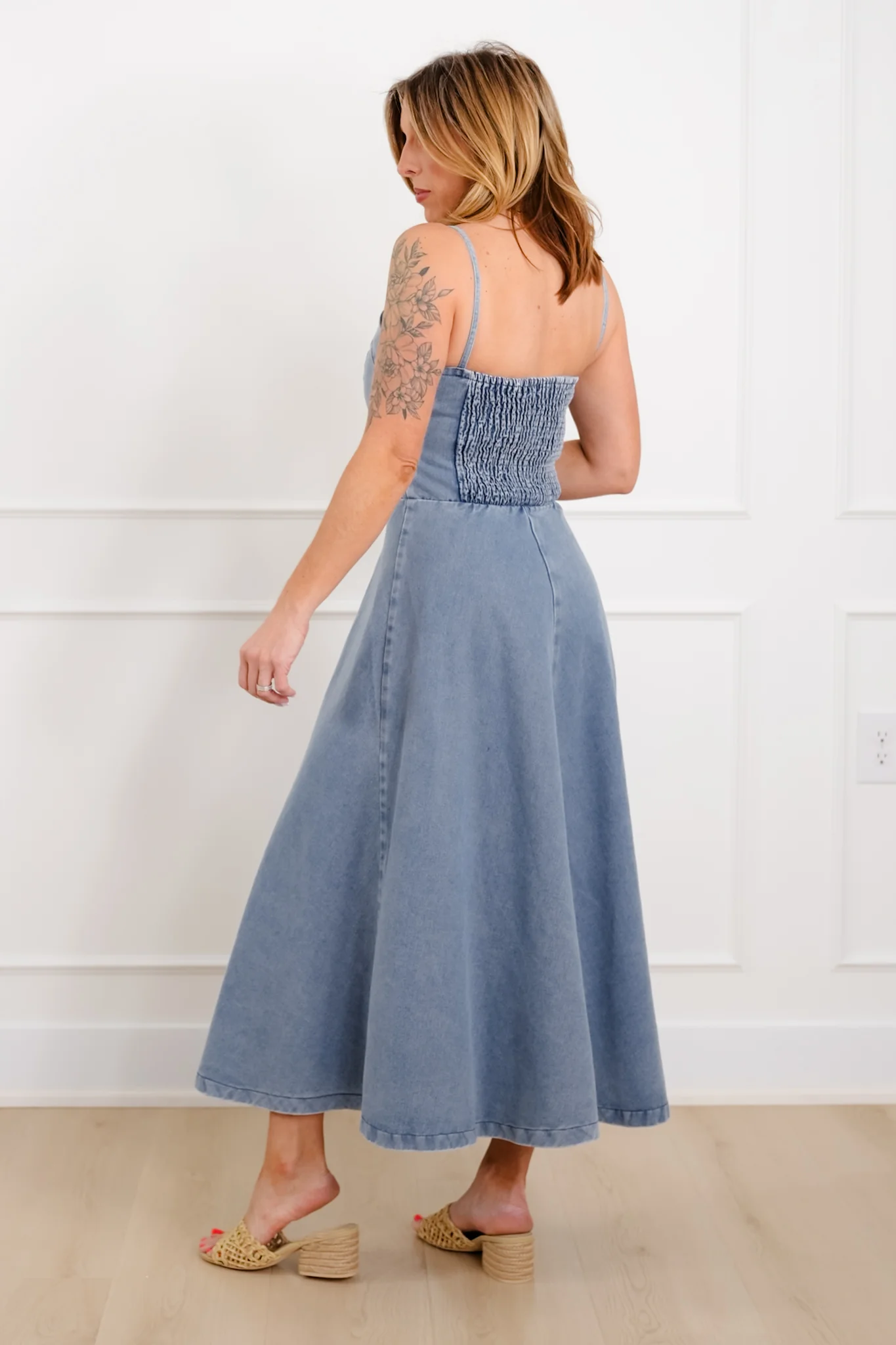Medium Wash Sleeveless A-Line Maxi Dress - Image 4