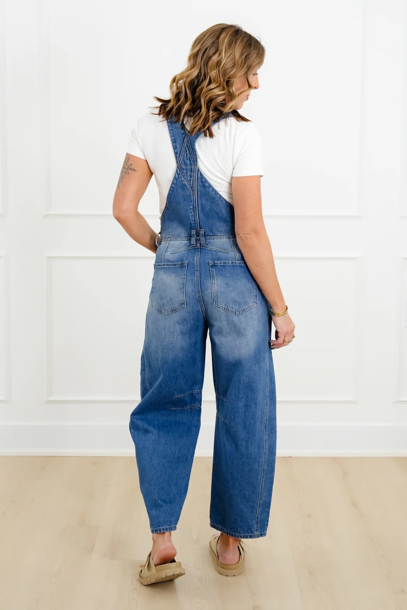Medium Washed Barrel Overalls - Image 4