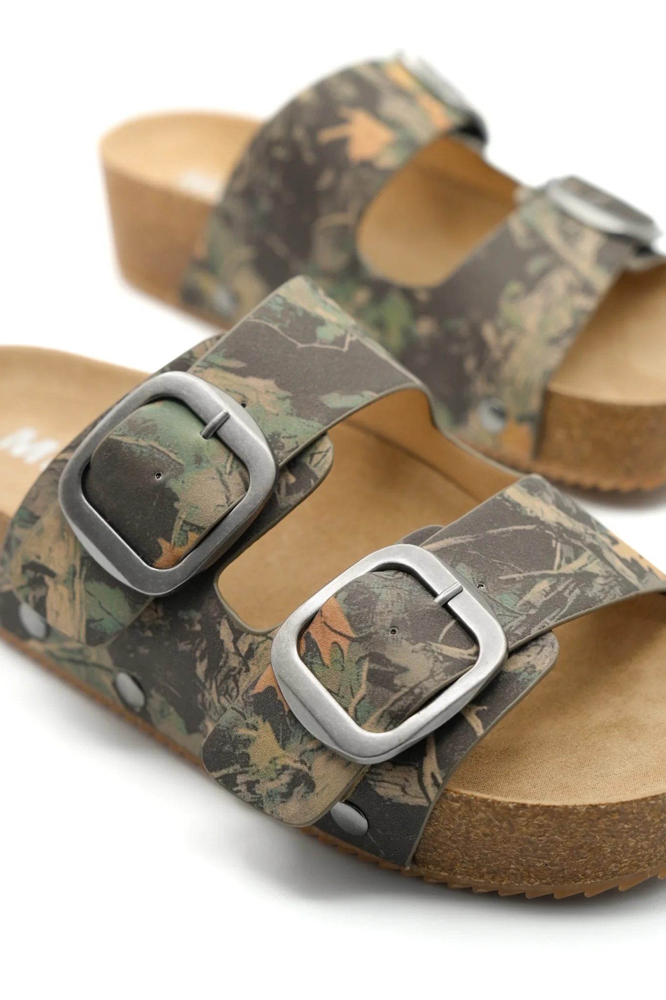 MIA Camo Print Double Buckle Cork Footbed Sandal - Image 3