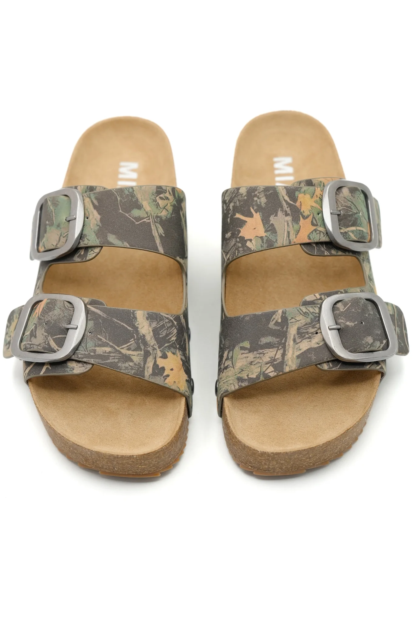 MIA Camo Print Double Buckle Cork Footbed Sandal - Image 4