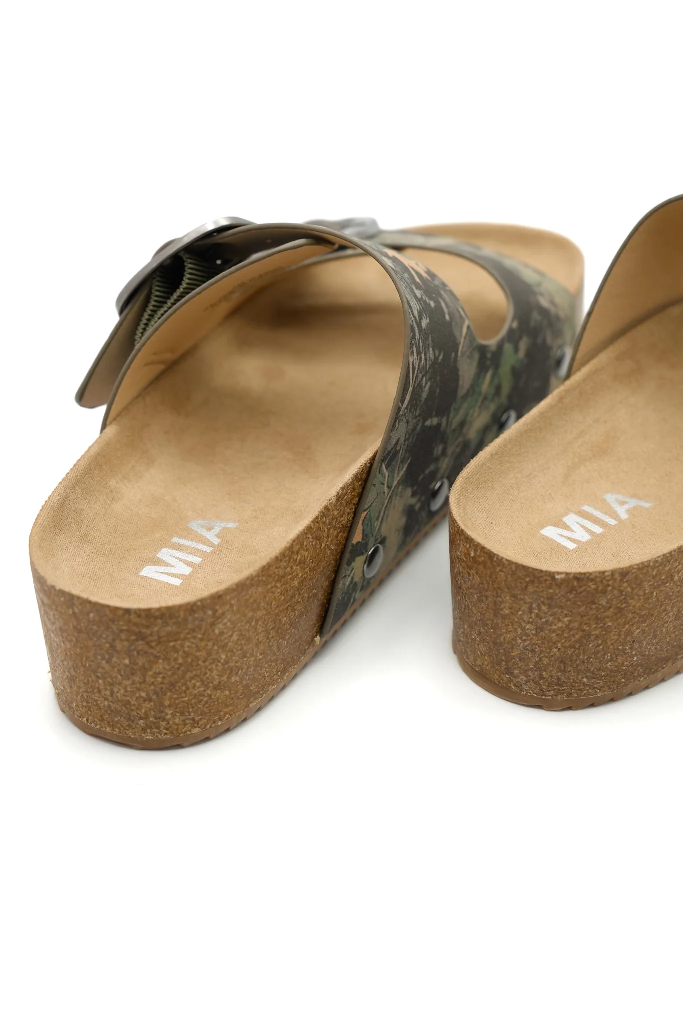 MIA Camo Print Double Buckle Cork Footbed Sandal - Image 5