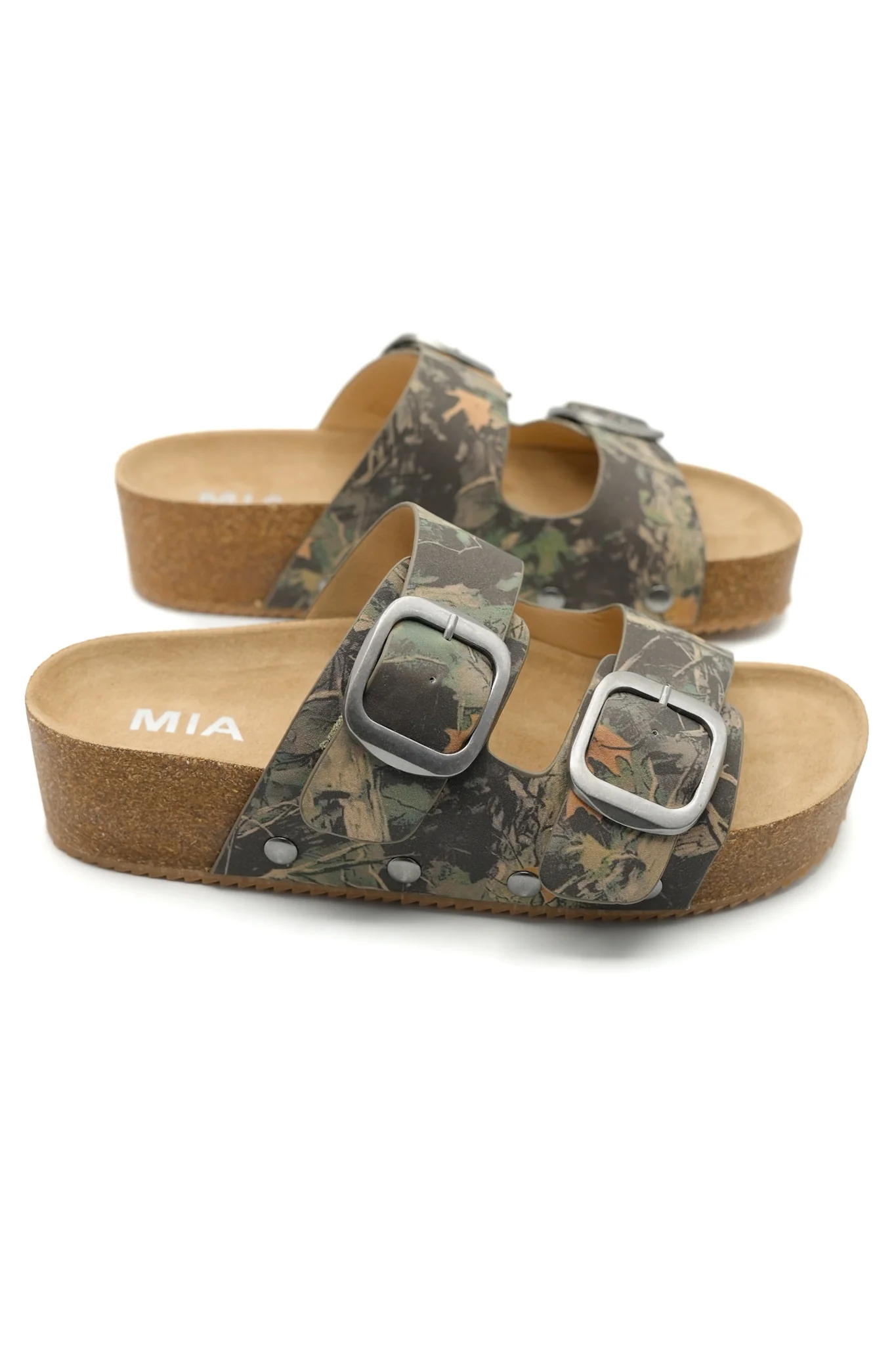 MIA Camo Print Double Buckle Cork Footbed Sandal - Image 6