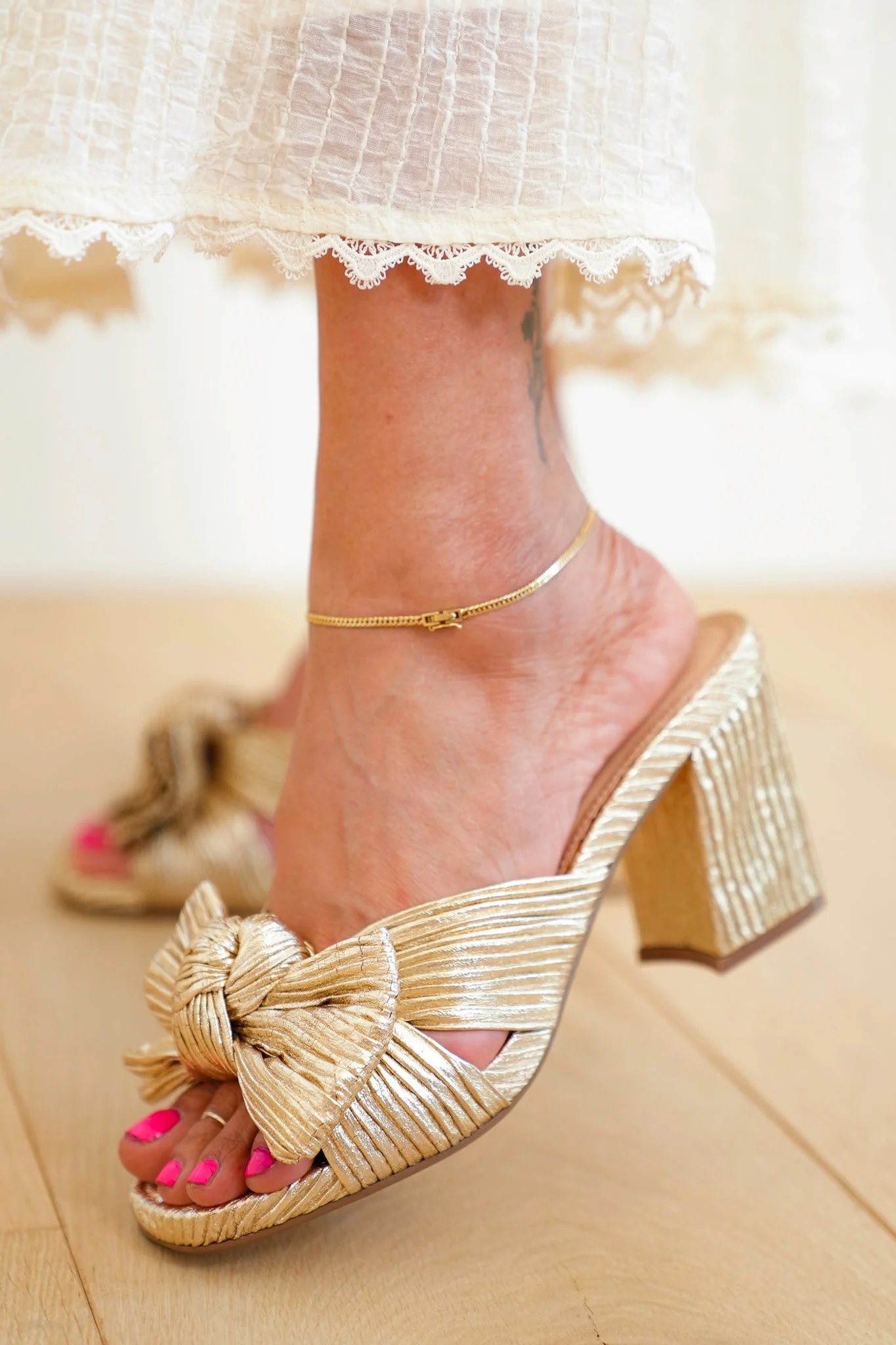 MIA Pleated Open Toe Mule with Knotted Bow - Image 14