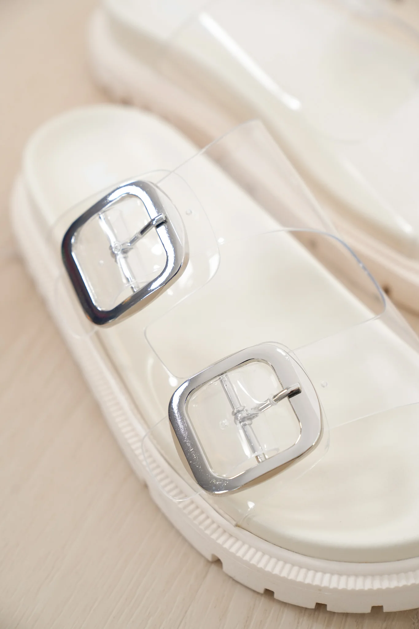MIA Clear Double Buckle Platform Slide Sandal - Image 4