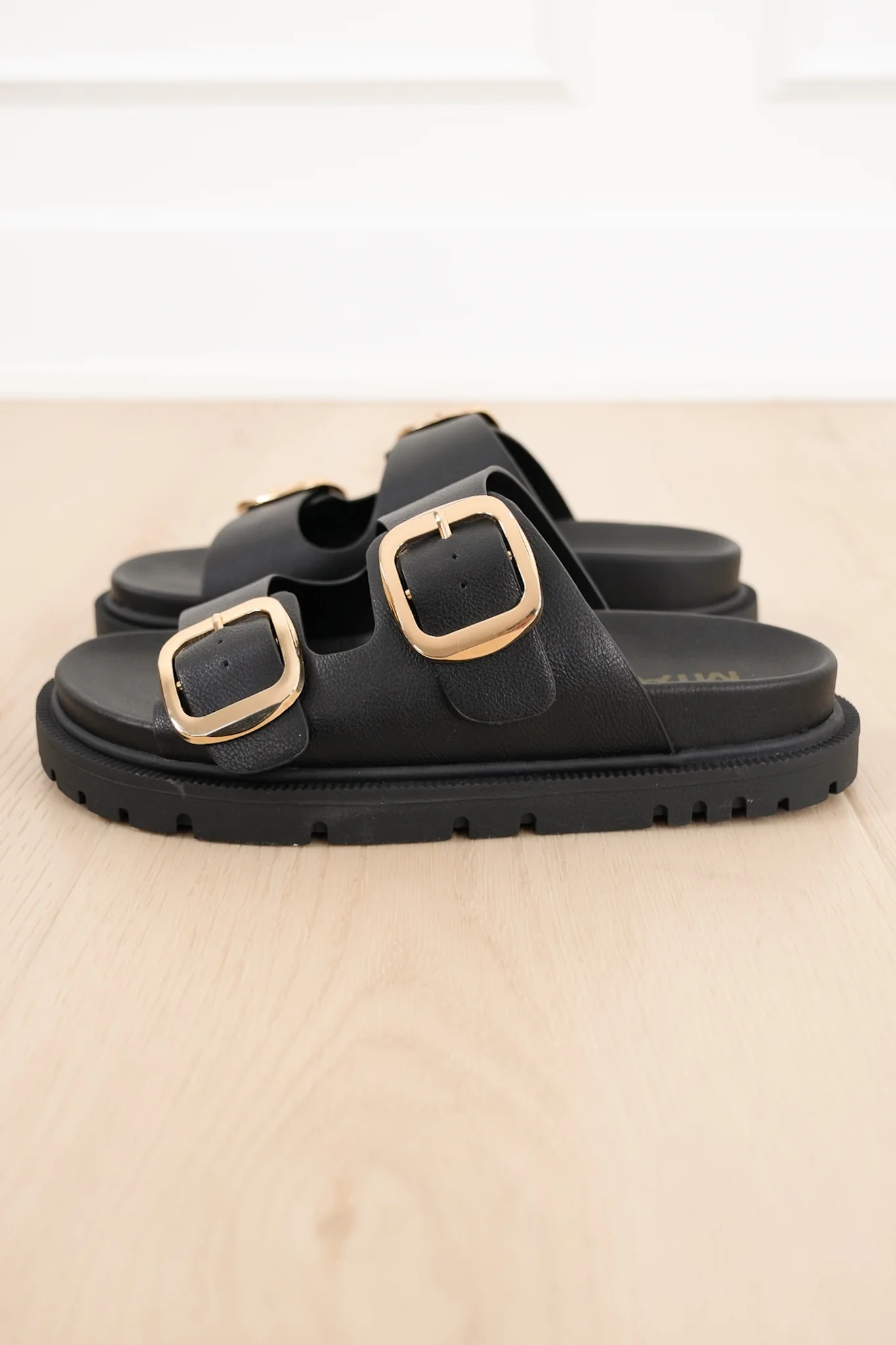 MIA Double Buckle Vegan Leather Platform Slide Sandal - Image 3