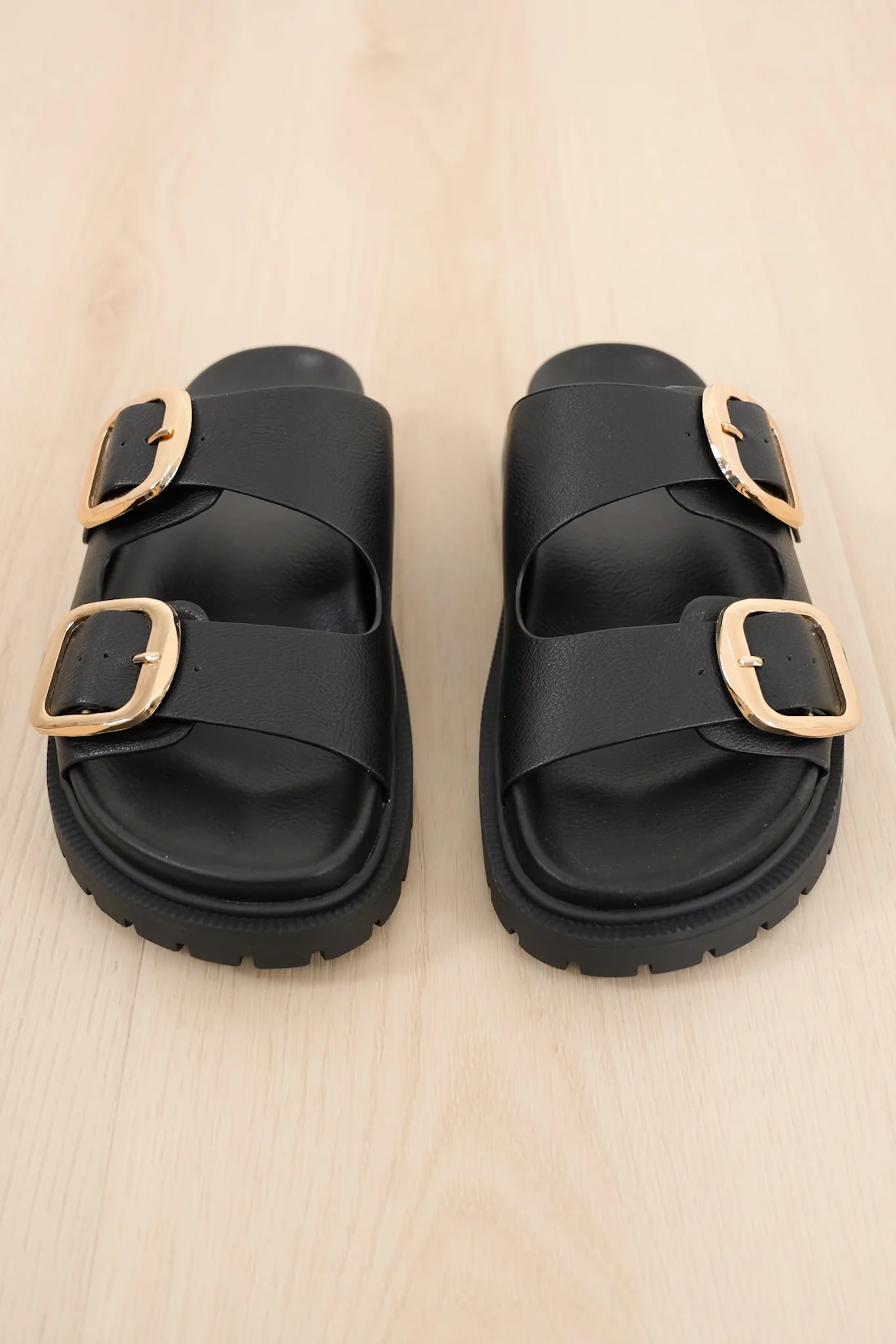 MIA Double Buckle Vegan Leather Platform Slide Sandal - Image 4