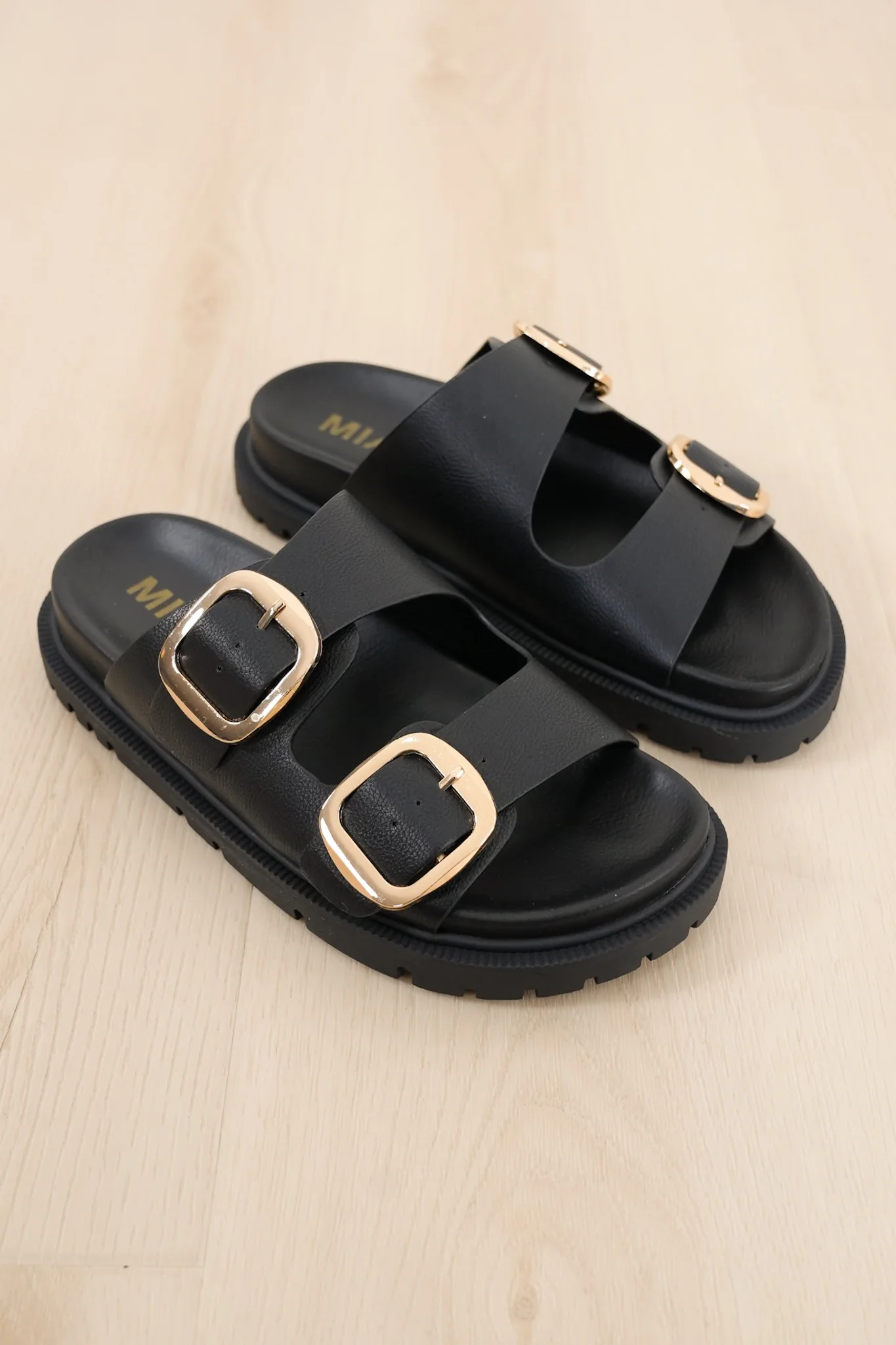 MIA Double Buckle Vegan Leather Platform Slide Sandal - Image 7
