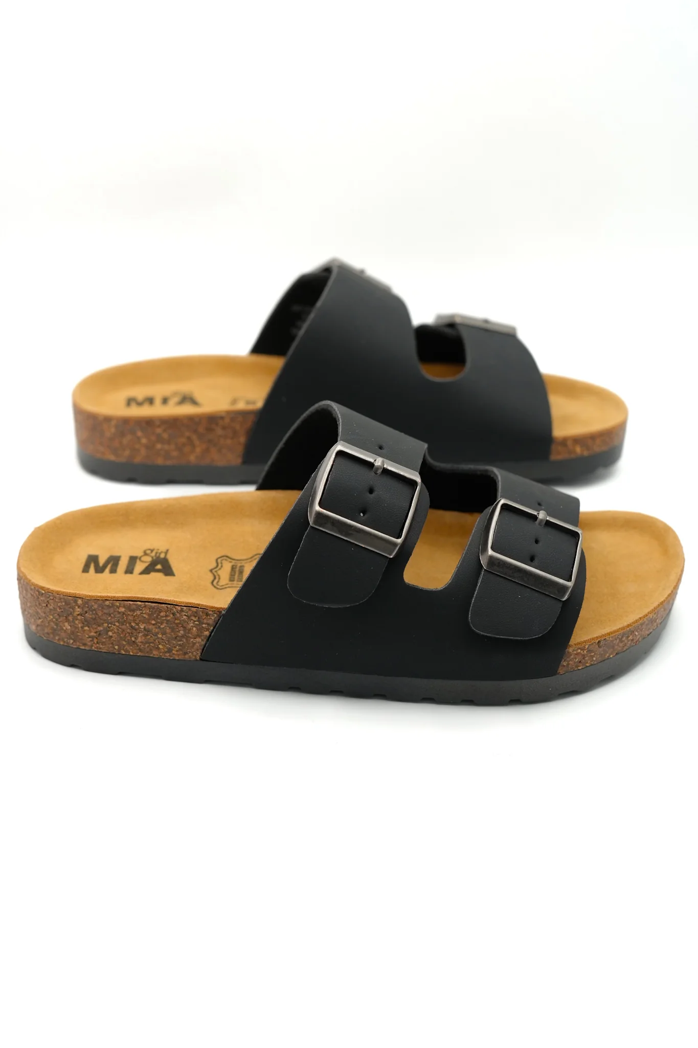 MIA Double Buckle Vegan Leather Sandal with Cork Footbed - Image 4