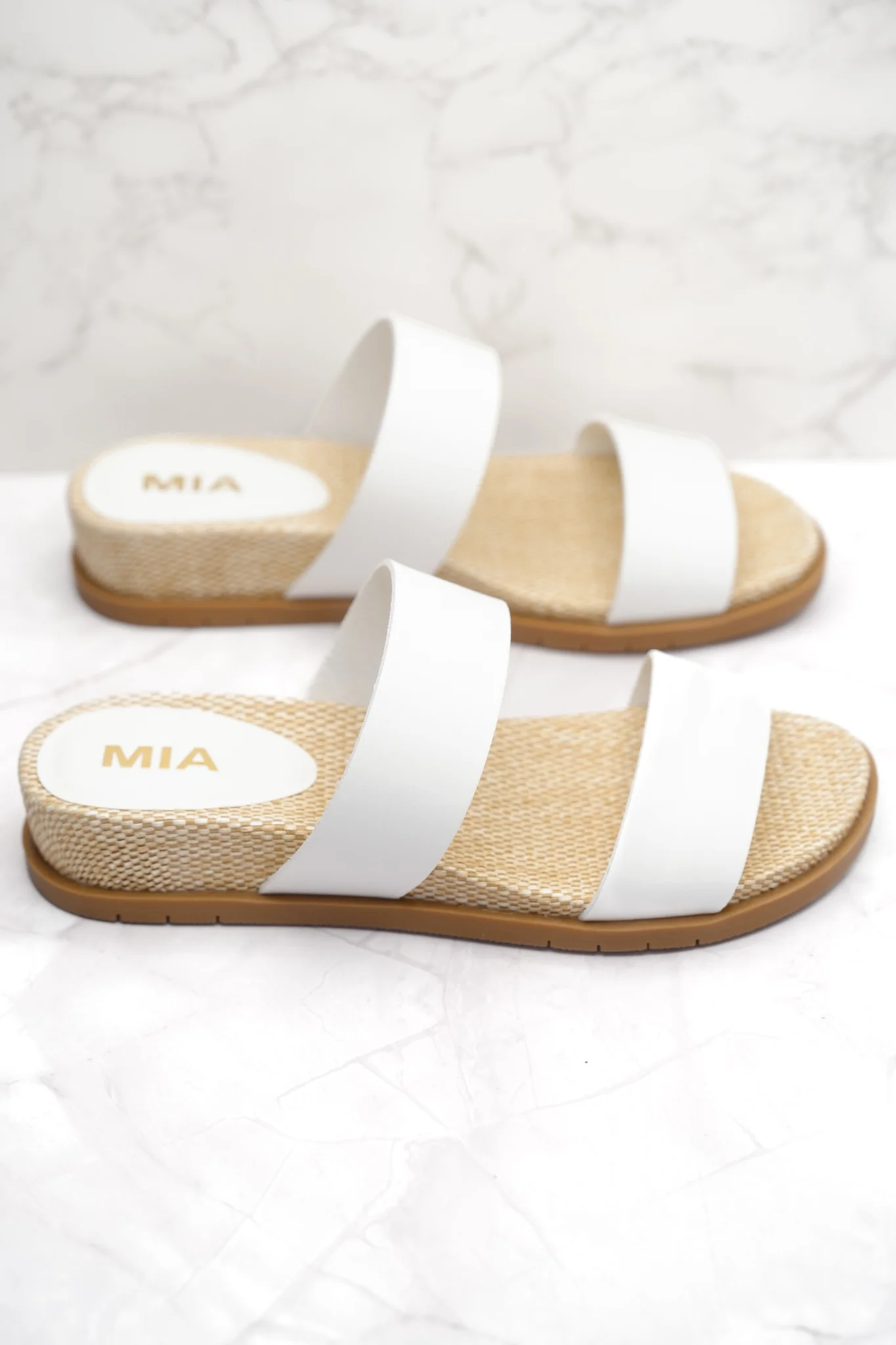 MIA Double Strap Slide Sandal with Woven Footbed - Image 2