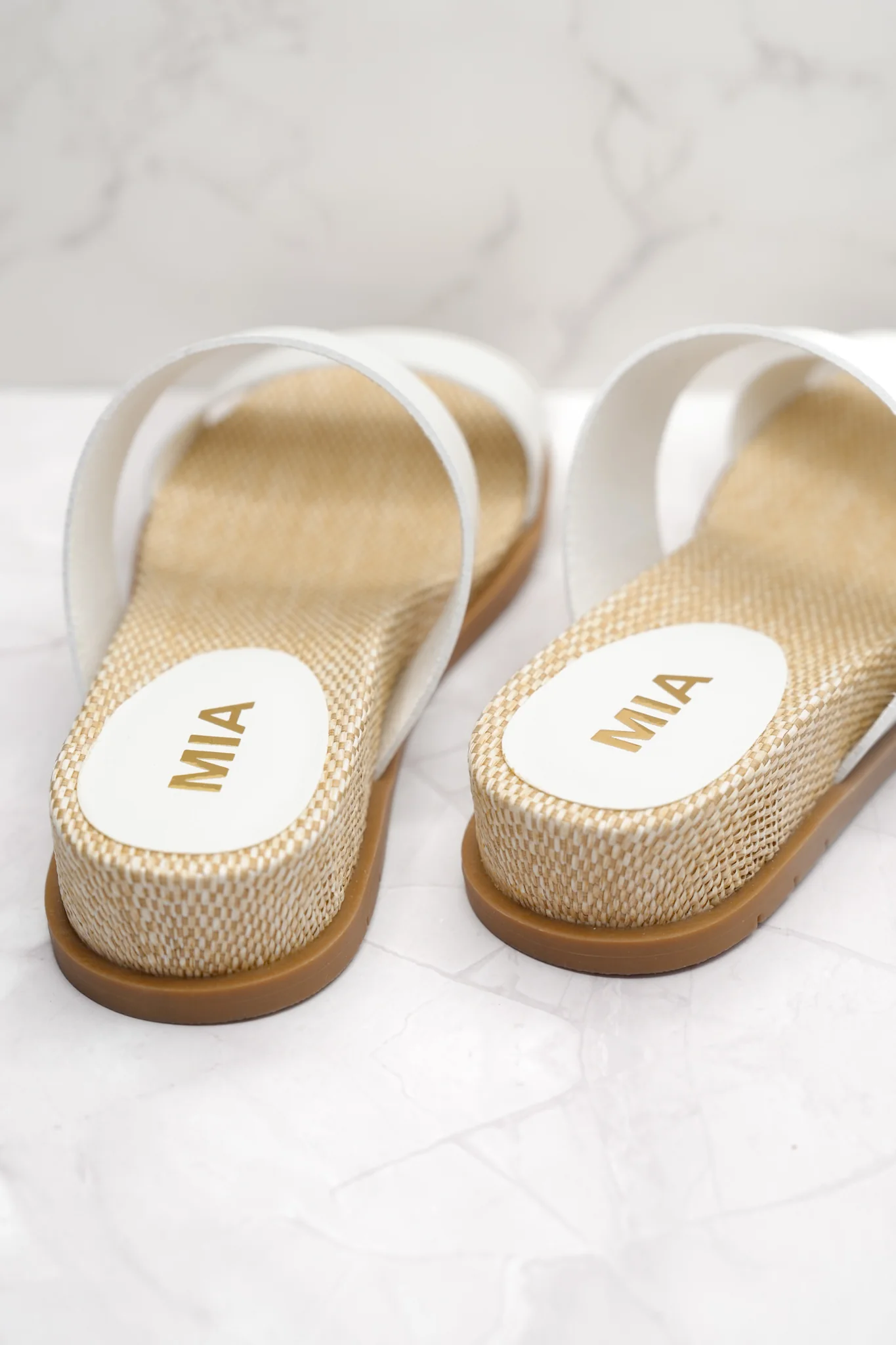 MIA Double Strap Slide Sandal with Woven Footbed - Image 3