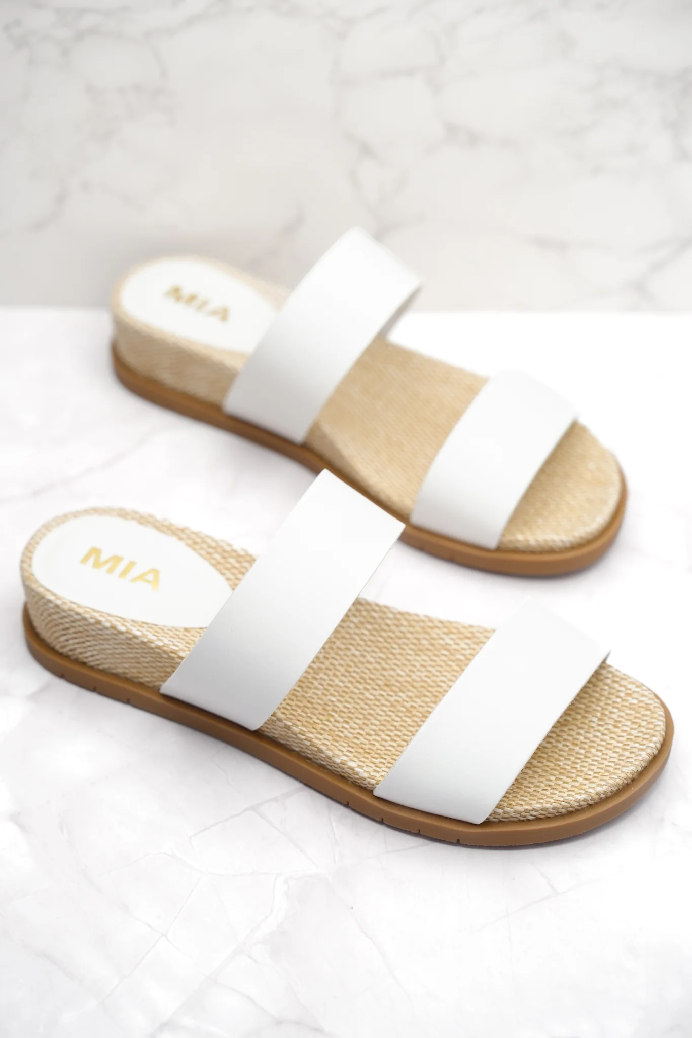 MIA Double Strap Slide Sandal with Woven Footbed - Image 4