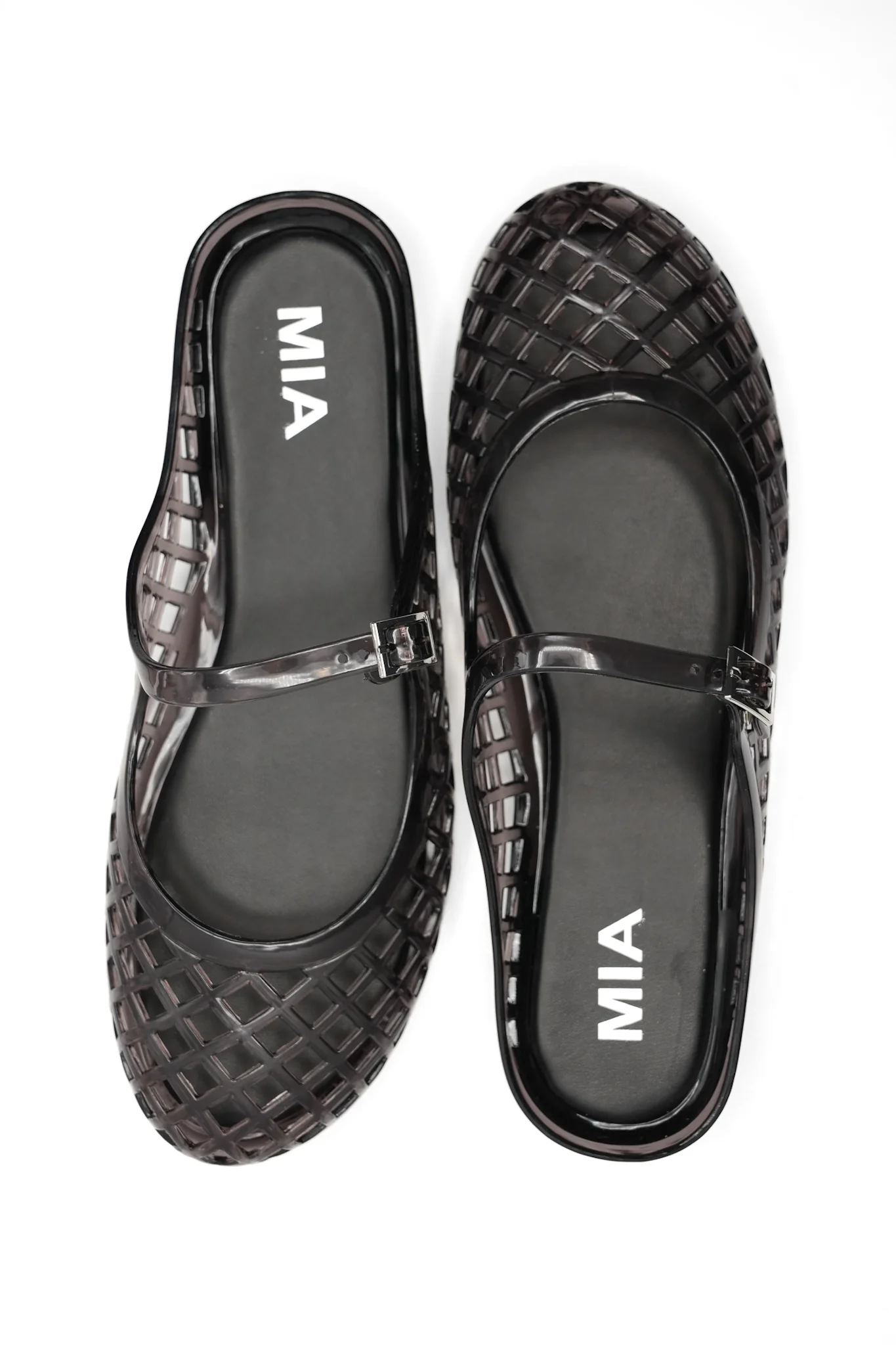 MIA Glossy Jelly Cage Flats with Buckle Strap - Image 11