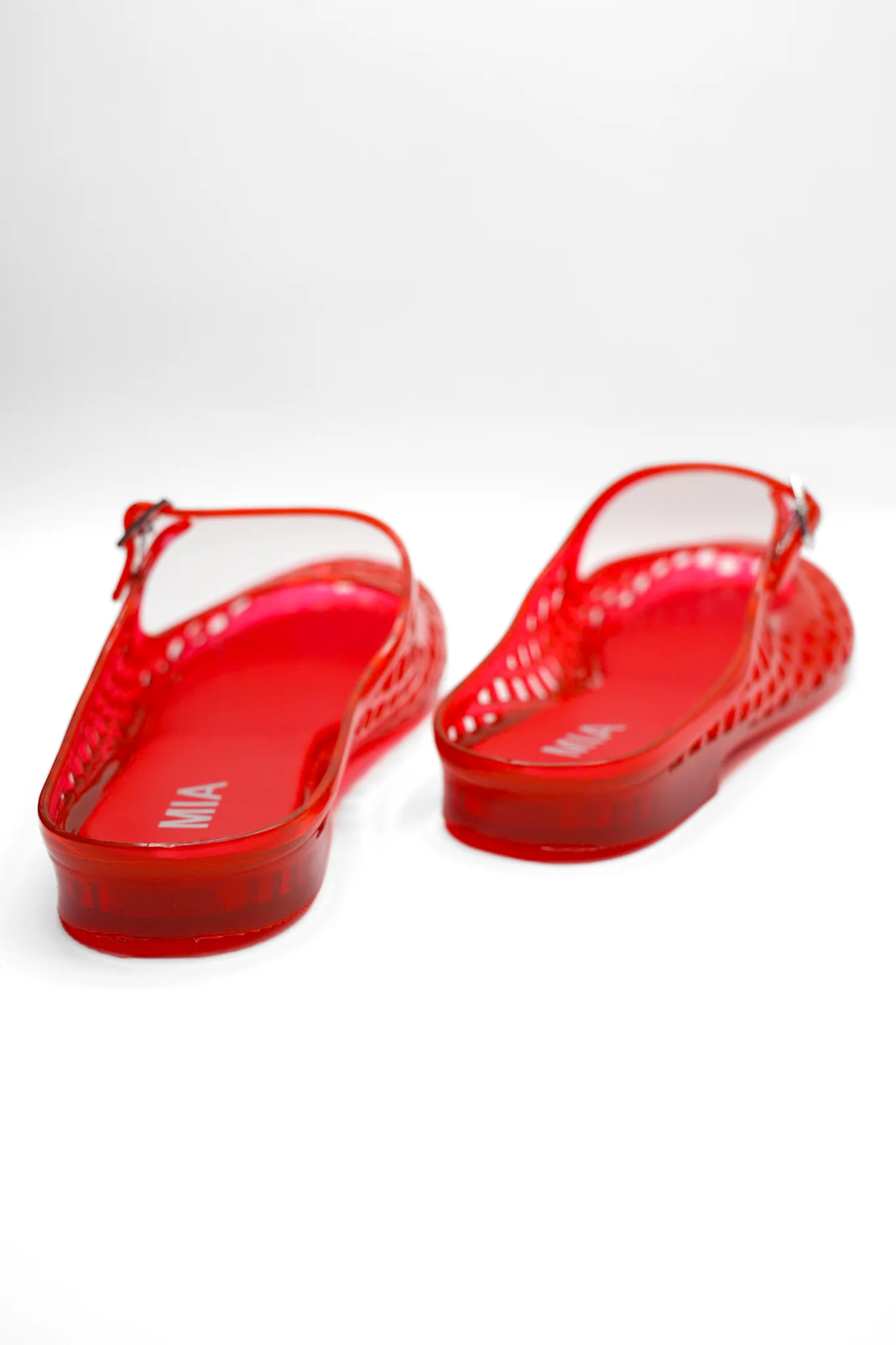 MIA Glossy Jelly Cage Flats with Buckle Strap - Image 12
