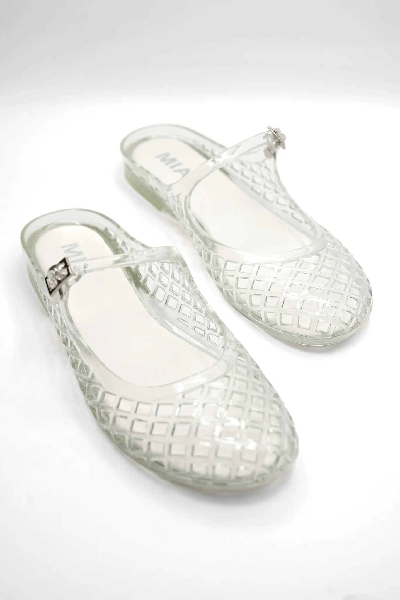 MIA Glossy Jelly Cage Flats with Buckle Strap - Image 3