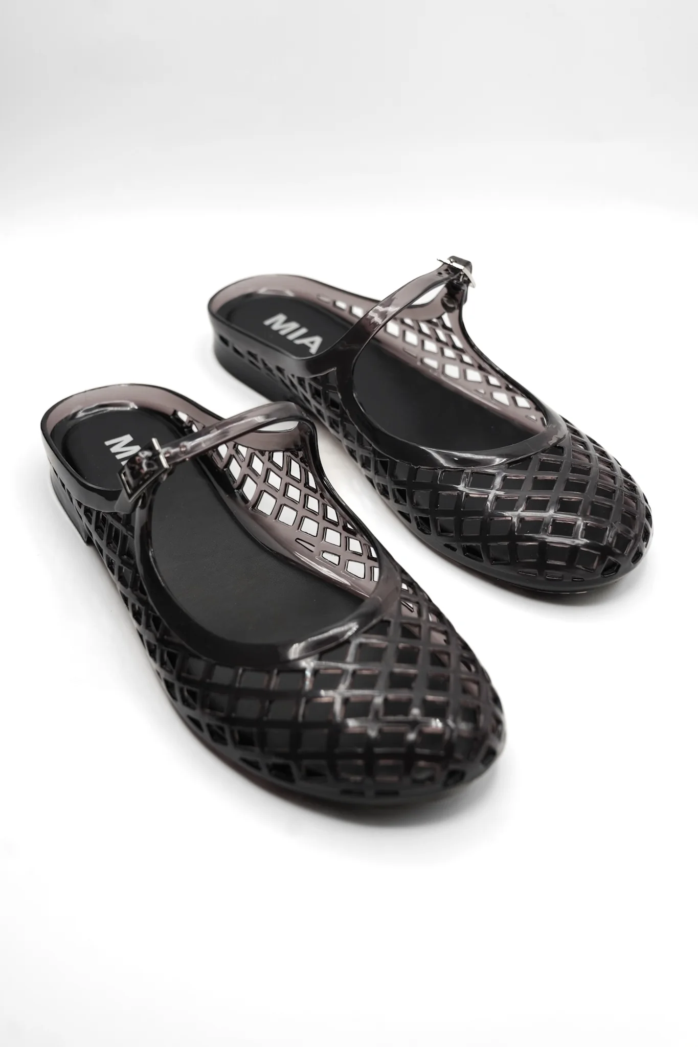 MIA Glossy Jelly Cage Flats with Buckle Strap - Image 5