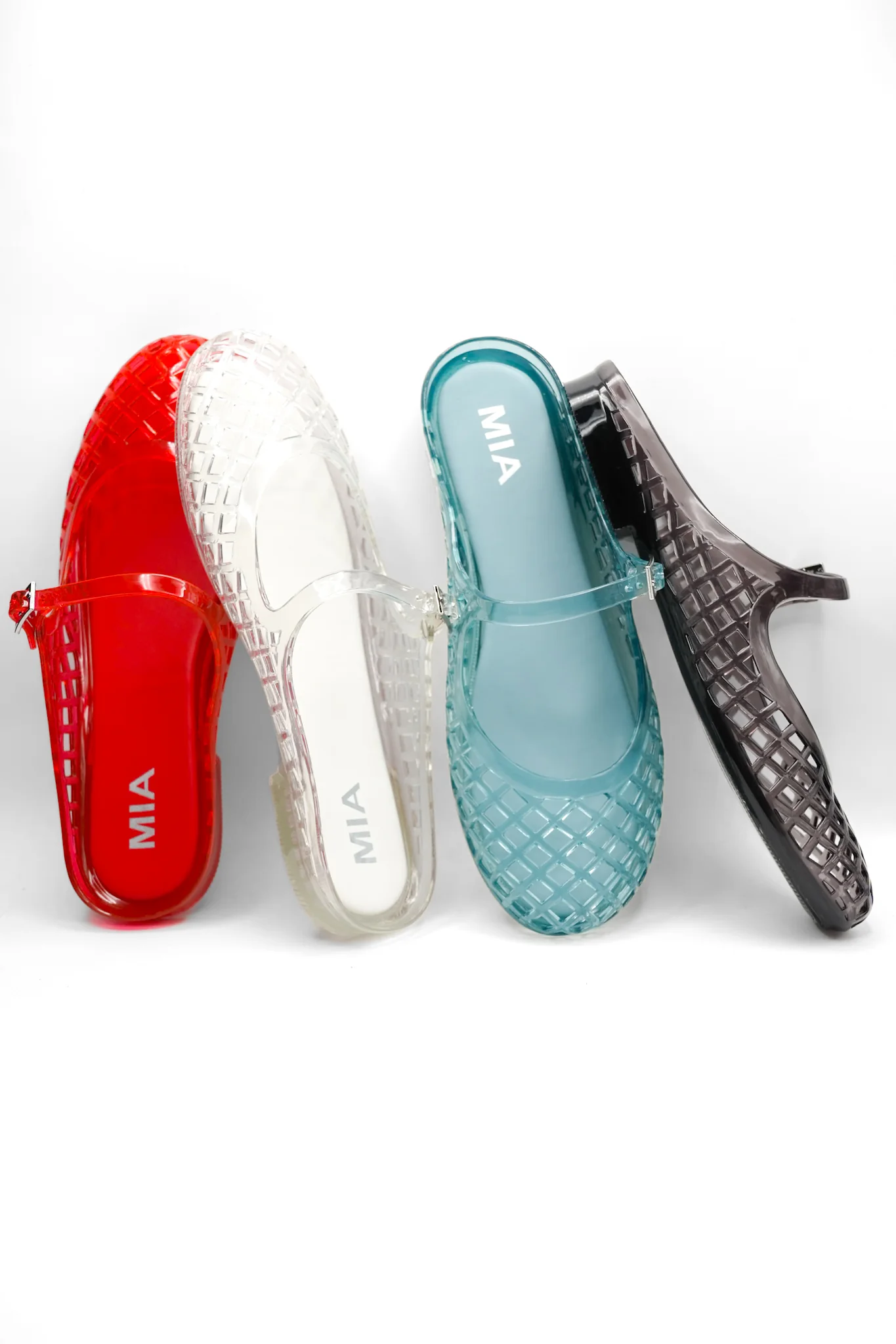 MIA Glossy Jelly Cage Flats with Buckle Strap - Image 6