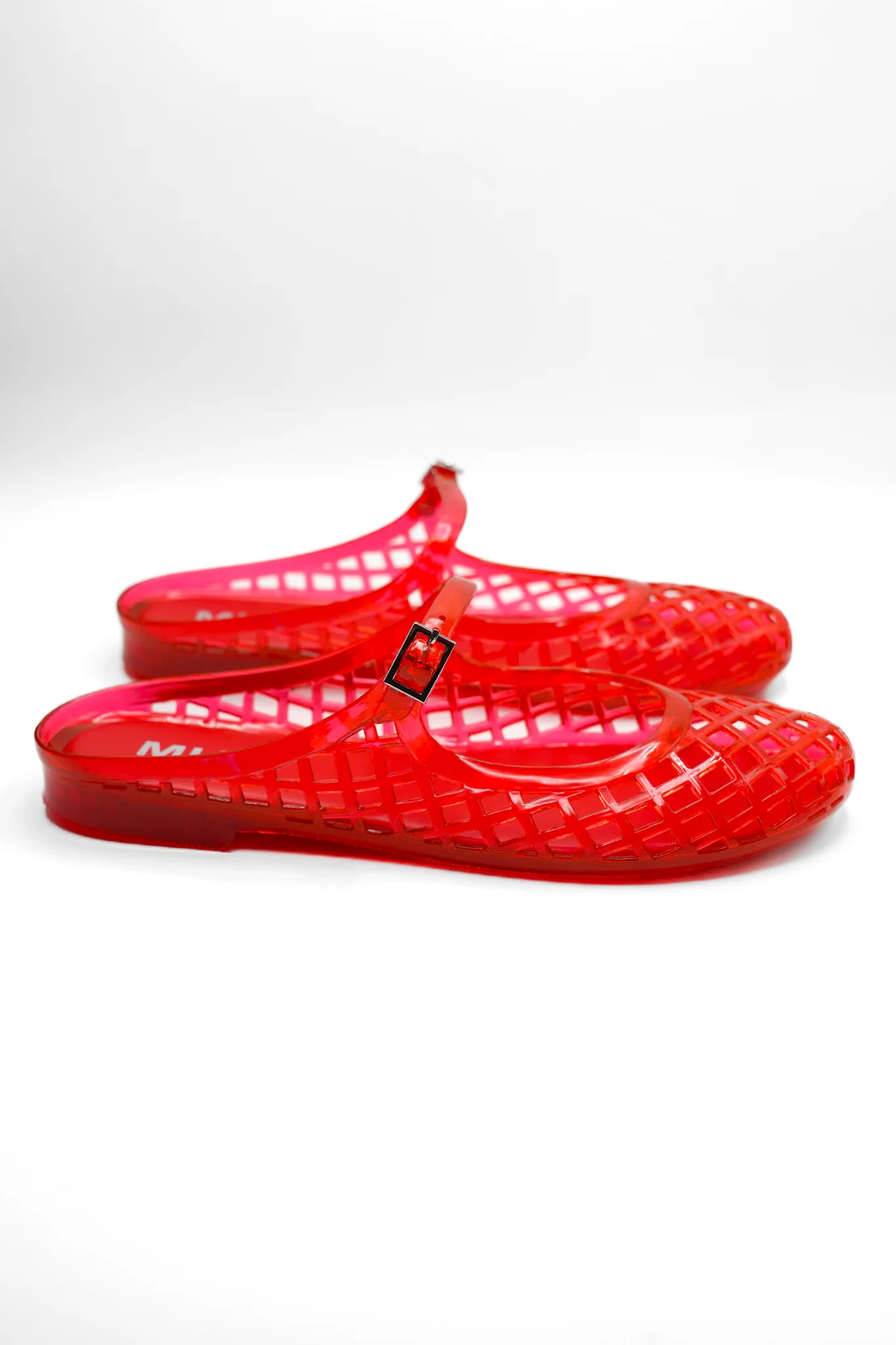 MIA Glossy Jelly Cage Flats with Buckle Strap - Image 7