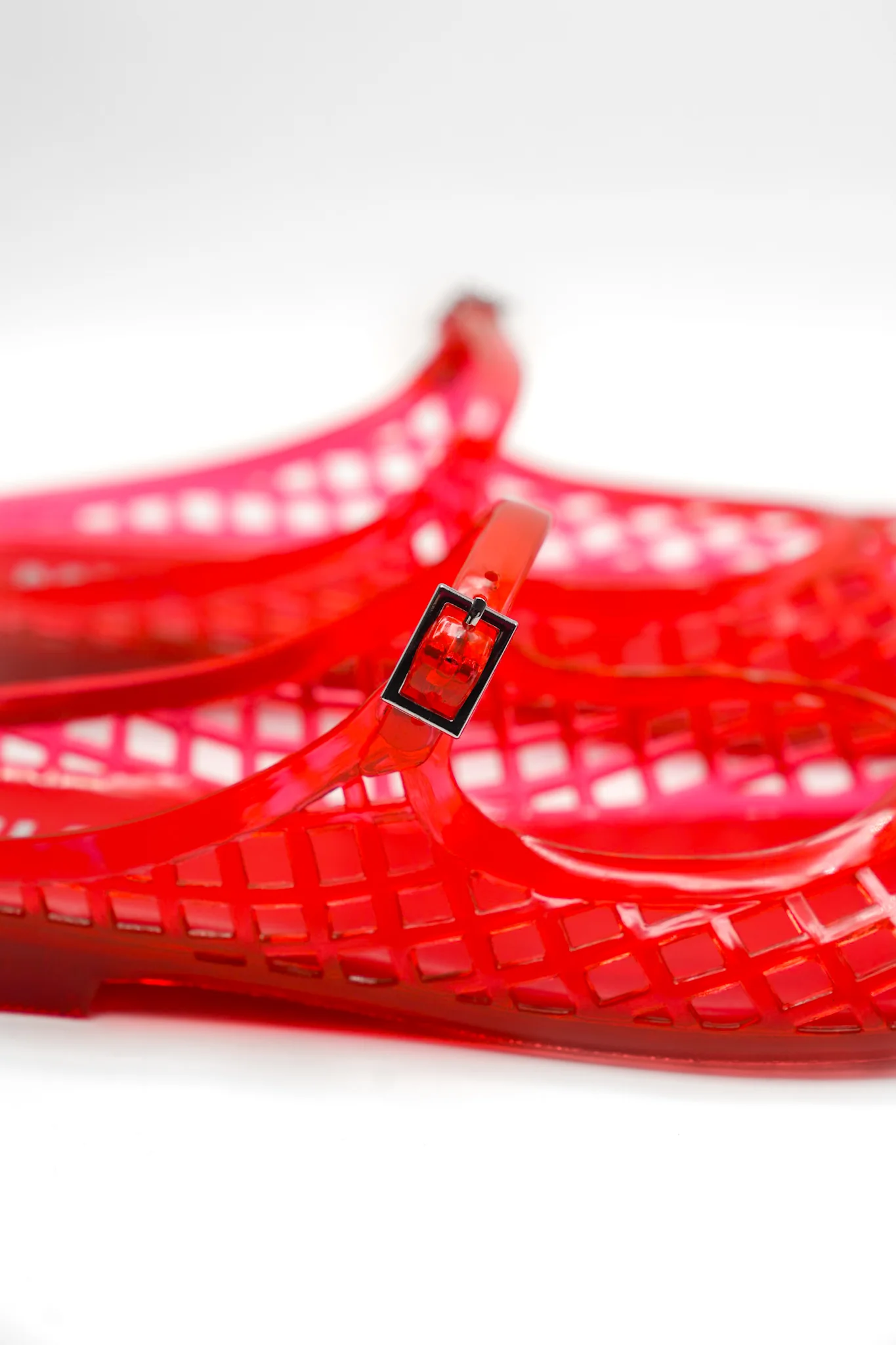 MIA Glossy Jelly Cage Flats with Buckle Strap - Image 8
