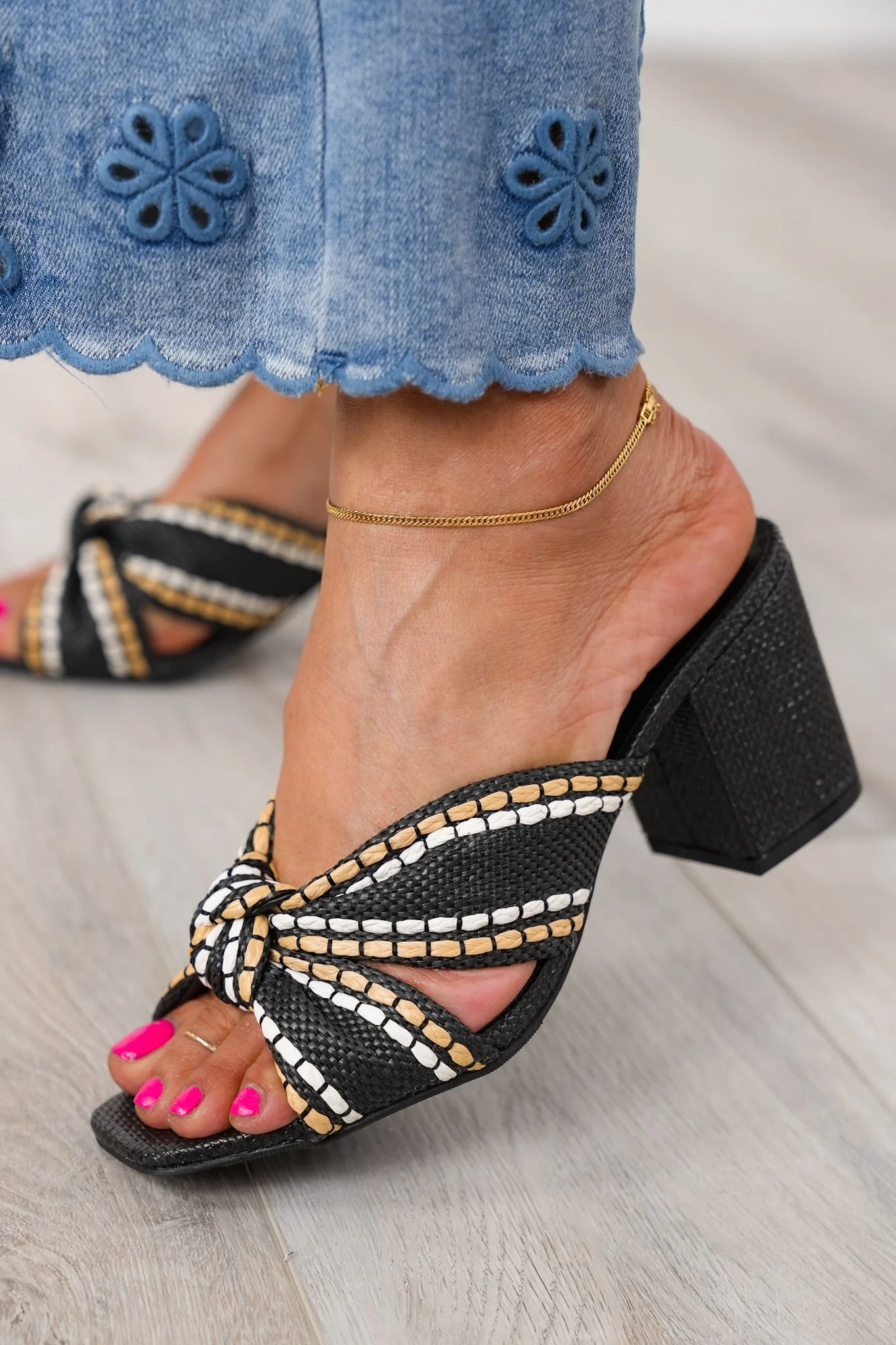MIA Knotted Strap Open Toe Heel Sandal with Decorative Stitching - Image 7
