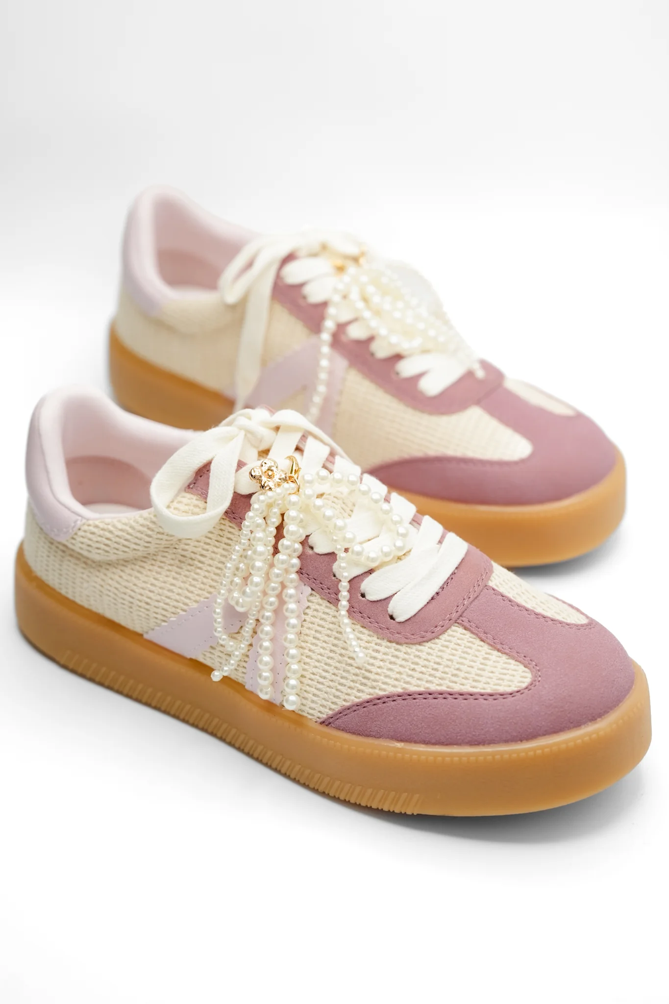 MIA Mesh Panel Fashion Sneaker with Decorative Pearl Accent - Image 2