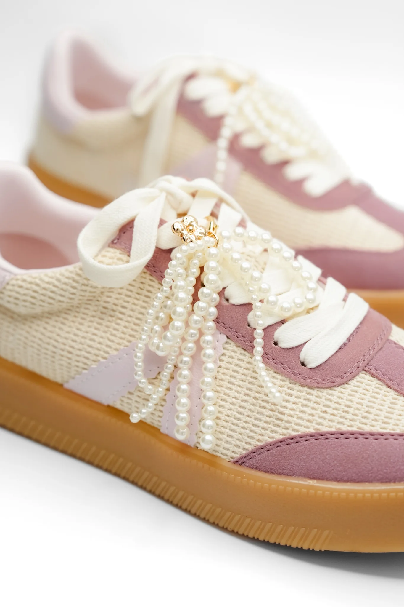 MIA Mesh Panel Fashion Sneaker with Decorative Pearl Accent - Image 3