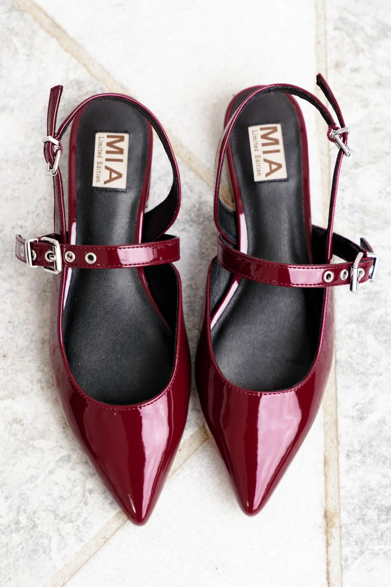 MIA Pointed Toe Slingback Flats with Adjustable Buckles - Image 3