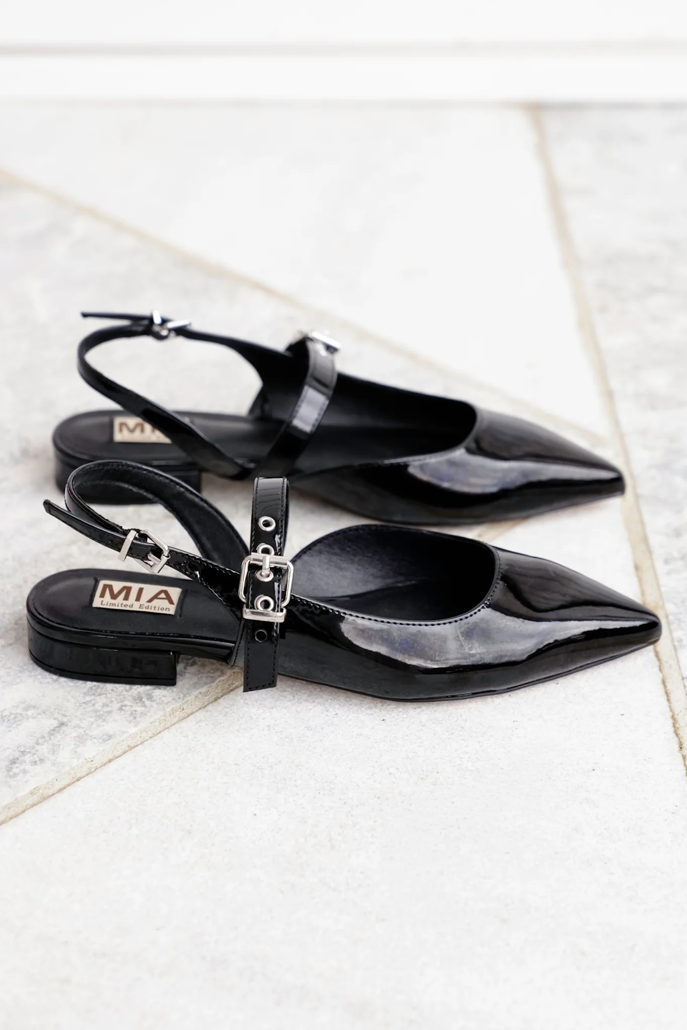 MIA Pointed Toe Slingback Flats with Adjustable Buckles - Image 4