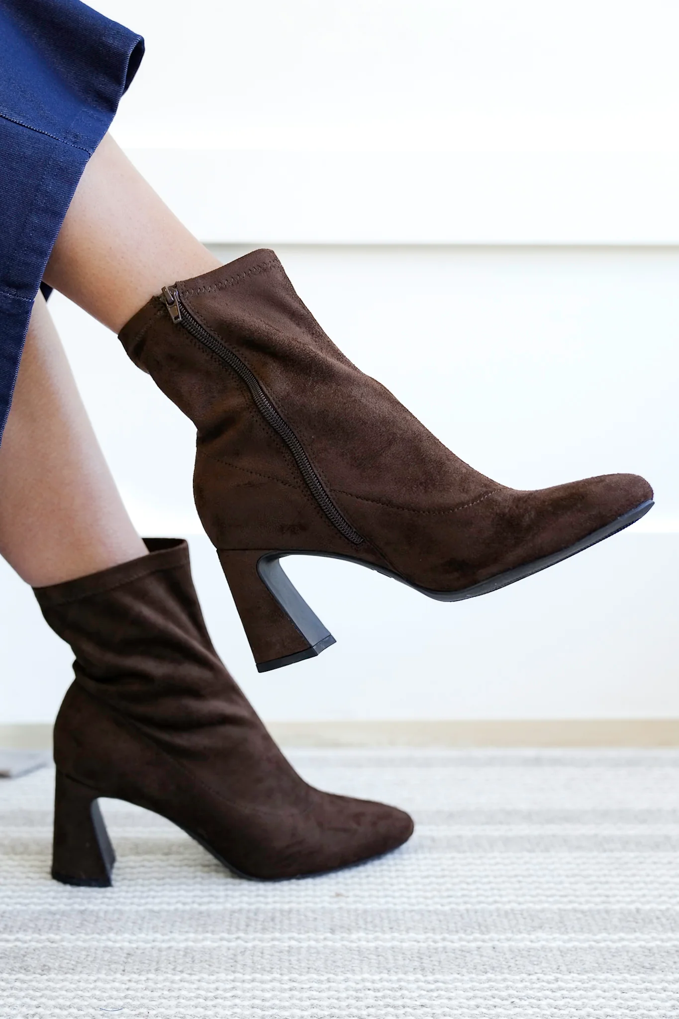MIA Sleek Vegan Suede Block Heel Ankle Boot - Image 3